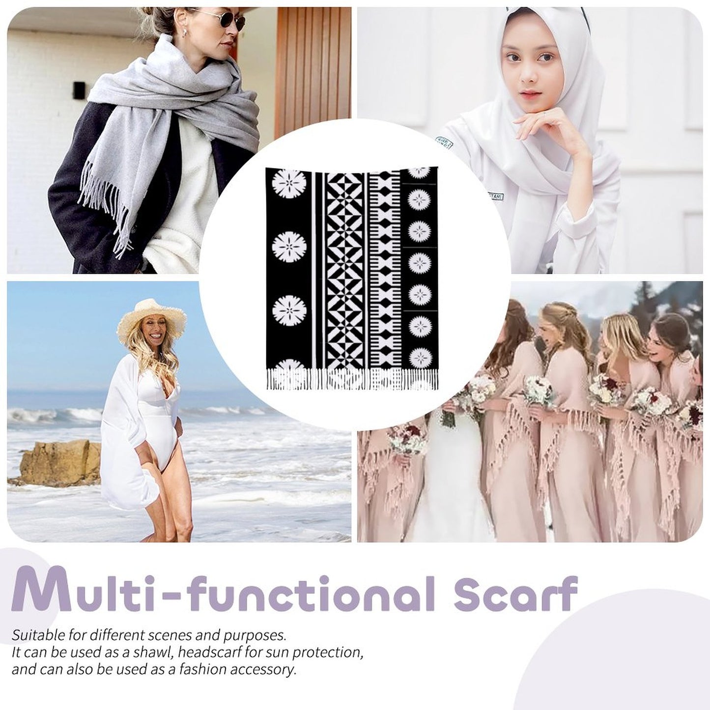Fiji Masi Cashmere-like Tassel Scarf 1