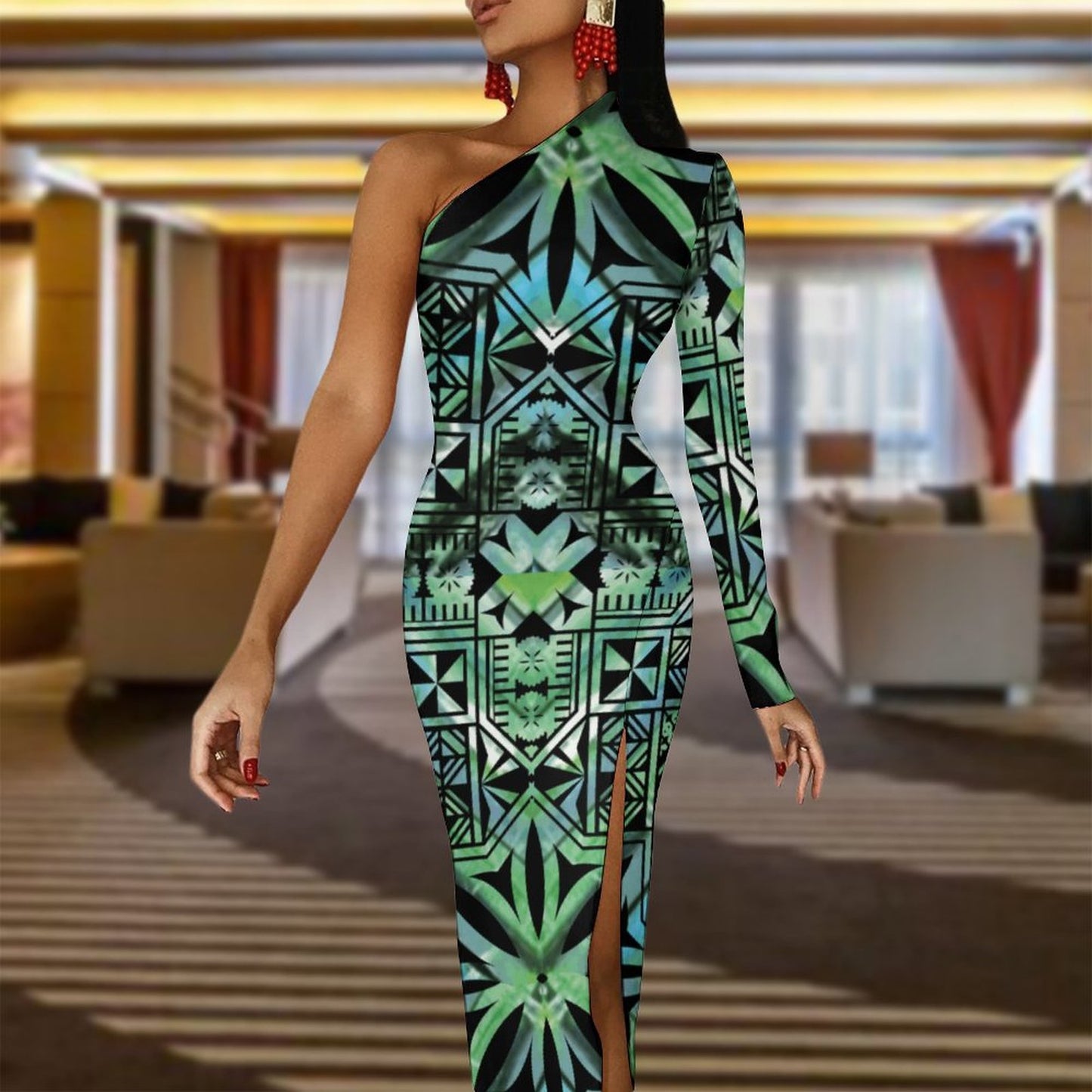 Fiji Masi One Shoulder Split Dress 1