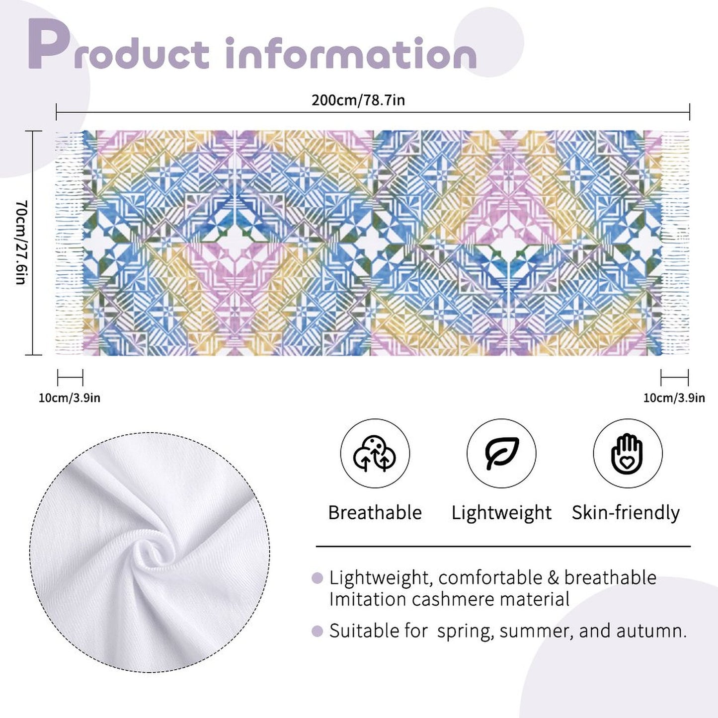 Fiji Masi Cashmere-like Tassel Scarf 2