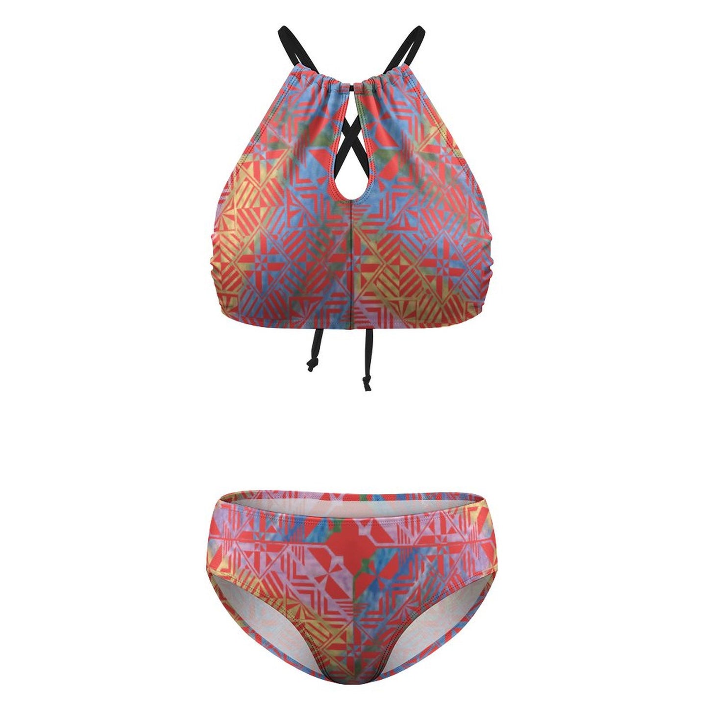 Fiji Masi Women's Two piece Swimsuit with High Neck Halter Top 4