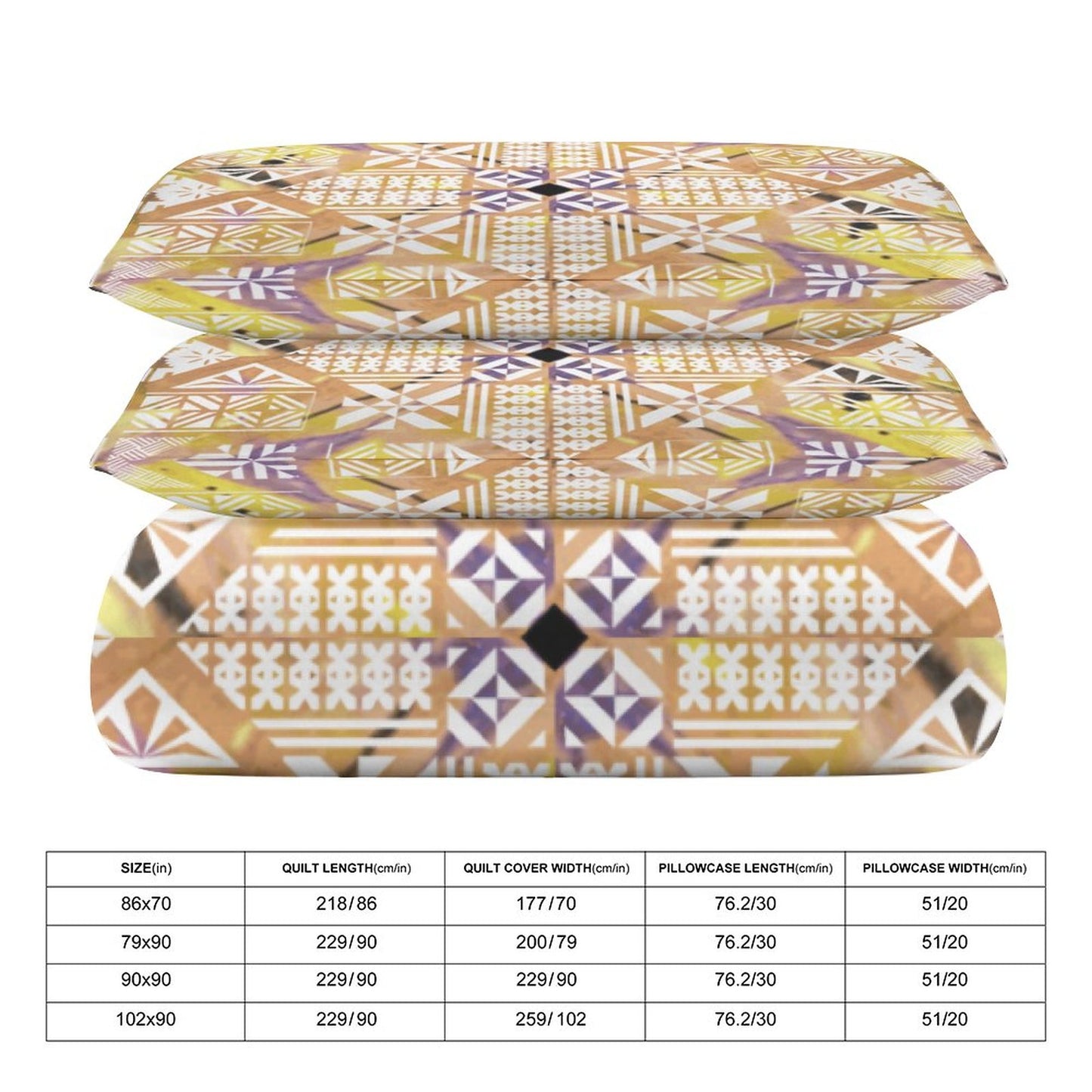 Fiji Masi 3-Piece Bedding Set-90"x90"/ 229x229cm (Dual-sided Printing) 18