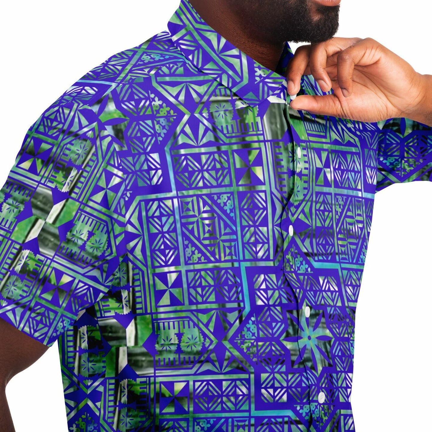 Fiji Masi Short Sleeve Button Down Shirt 1