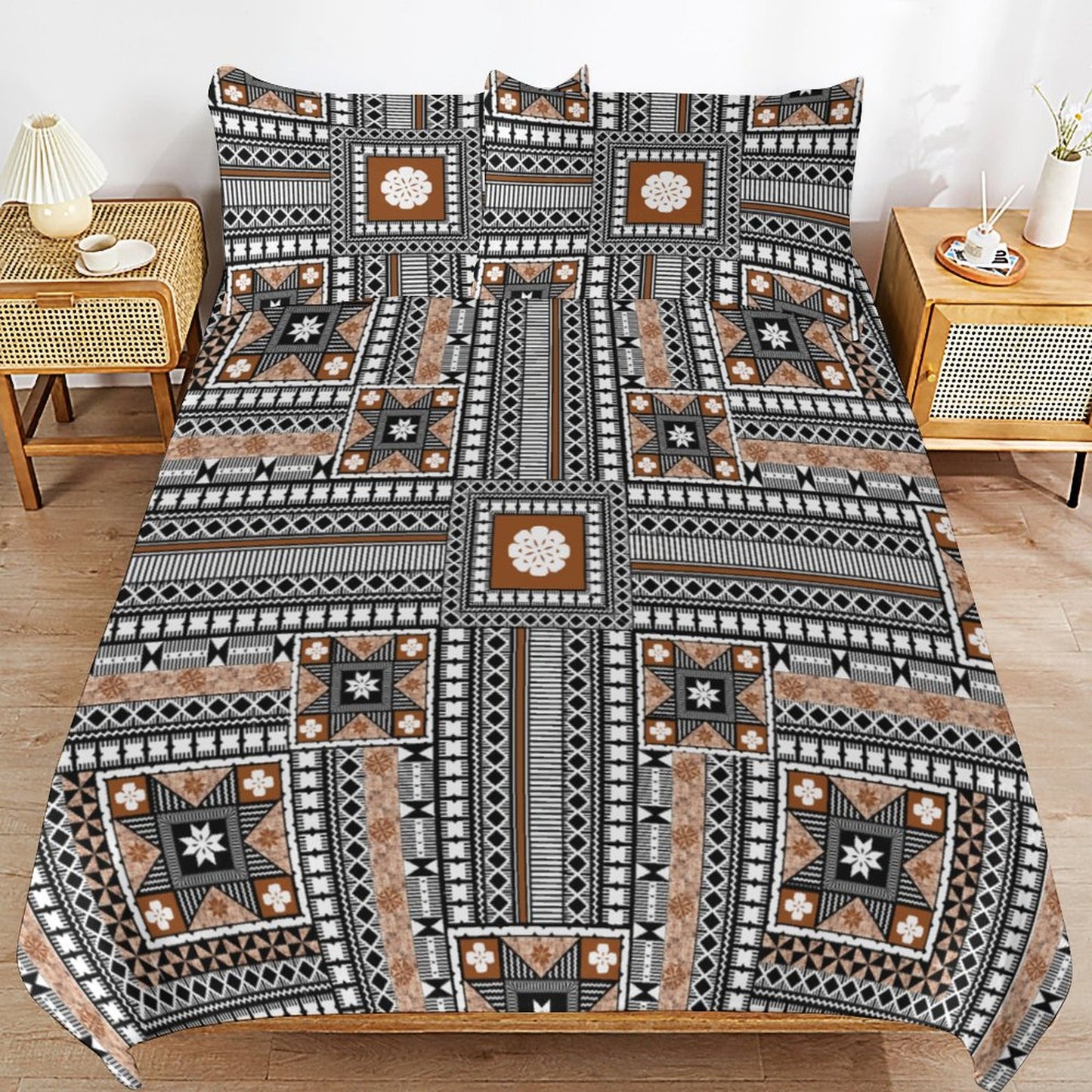 Fiji Masi 3-Piece Bedding Set-90"x90"/ 229x229cm (Dual-sided Printing) 19