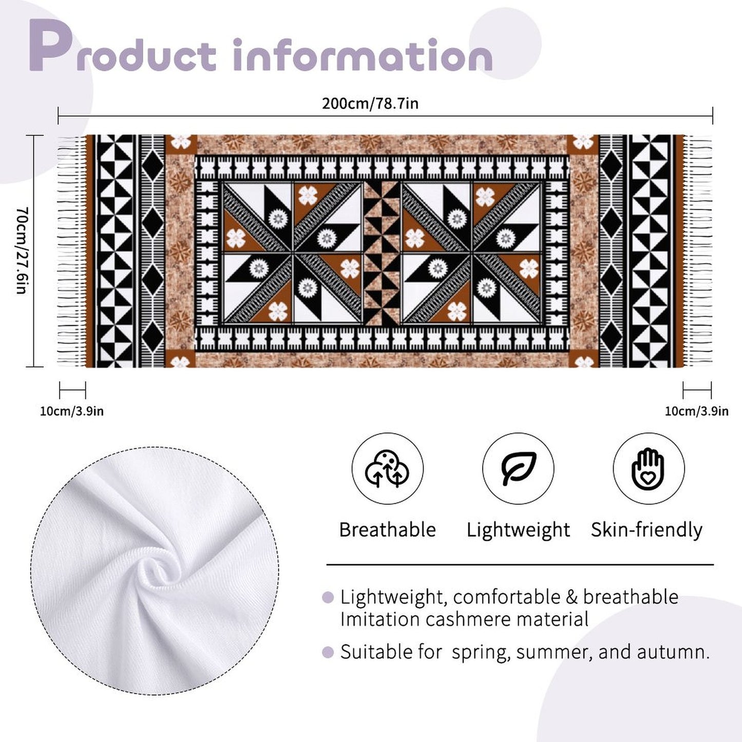 Fiji Masi Cashmere-like Tassel Scarf 3
