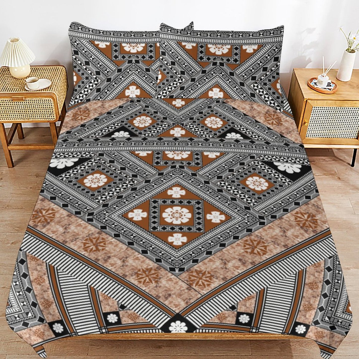 Fiji Masi 3-Piece Bedding Set-90"x90"/ 229x229cm (Dual-sided Printing) 25