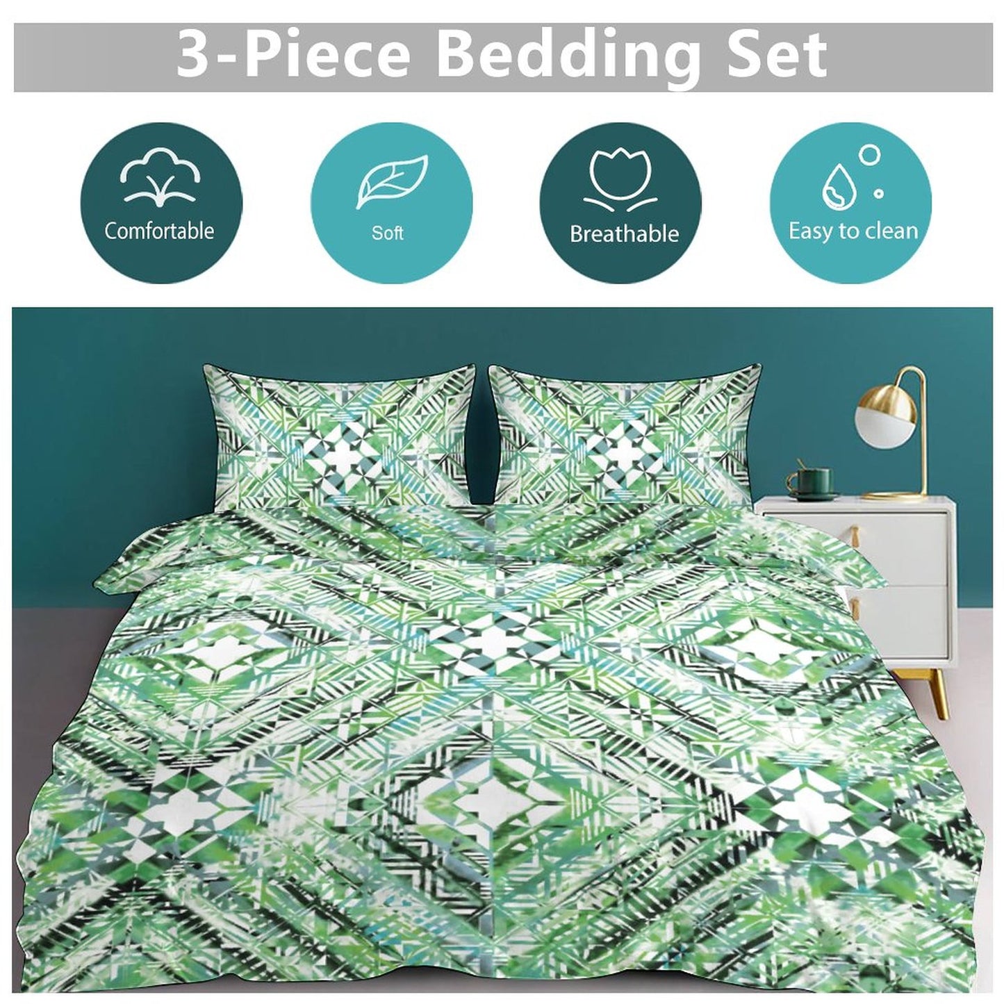 Fiji Masi 3-Piece Bedding Set-90"x90"/ 229x229cm (Dual-sided Printing) 23