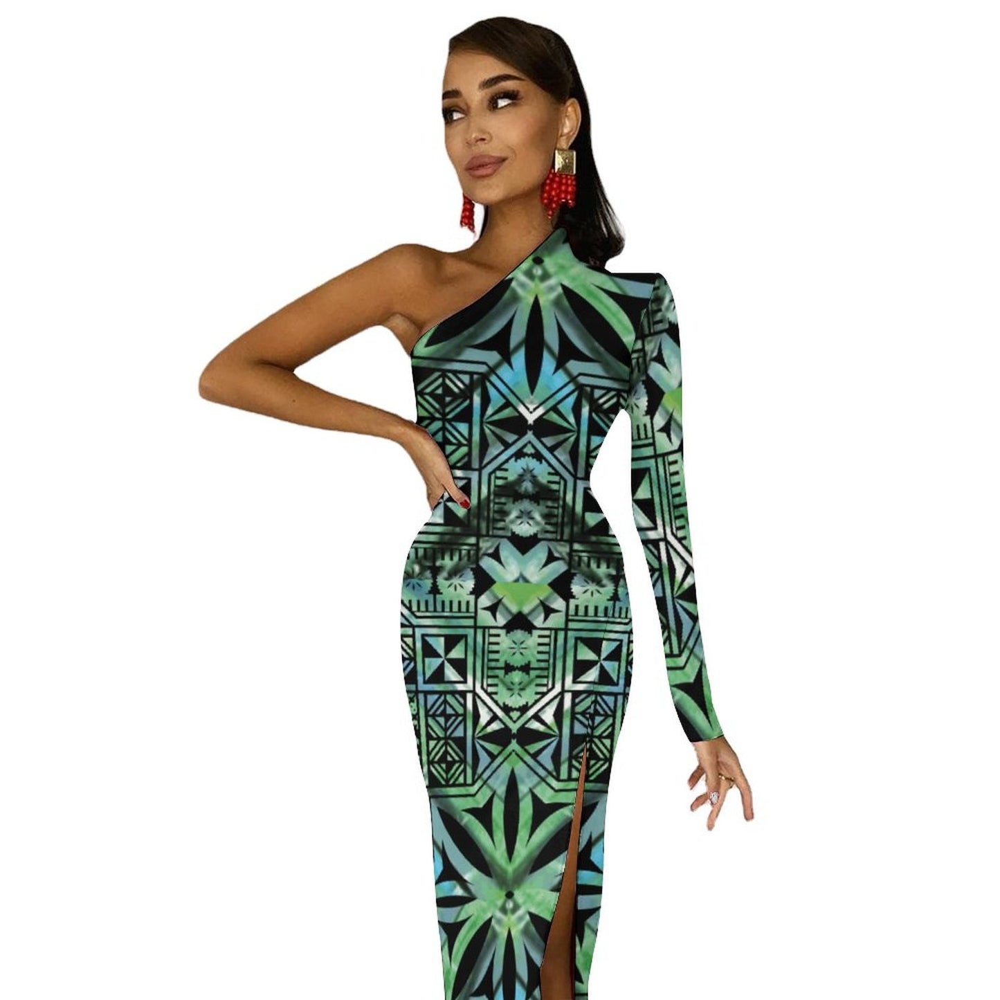 Fiji Masi One Shoulder Split Dress 1