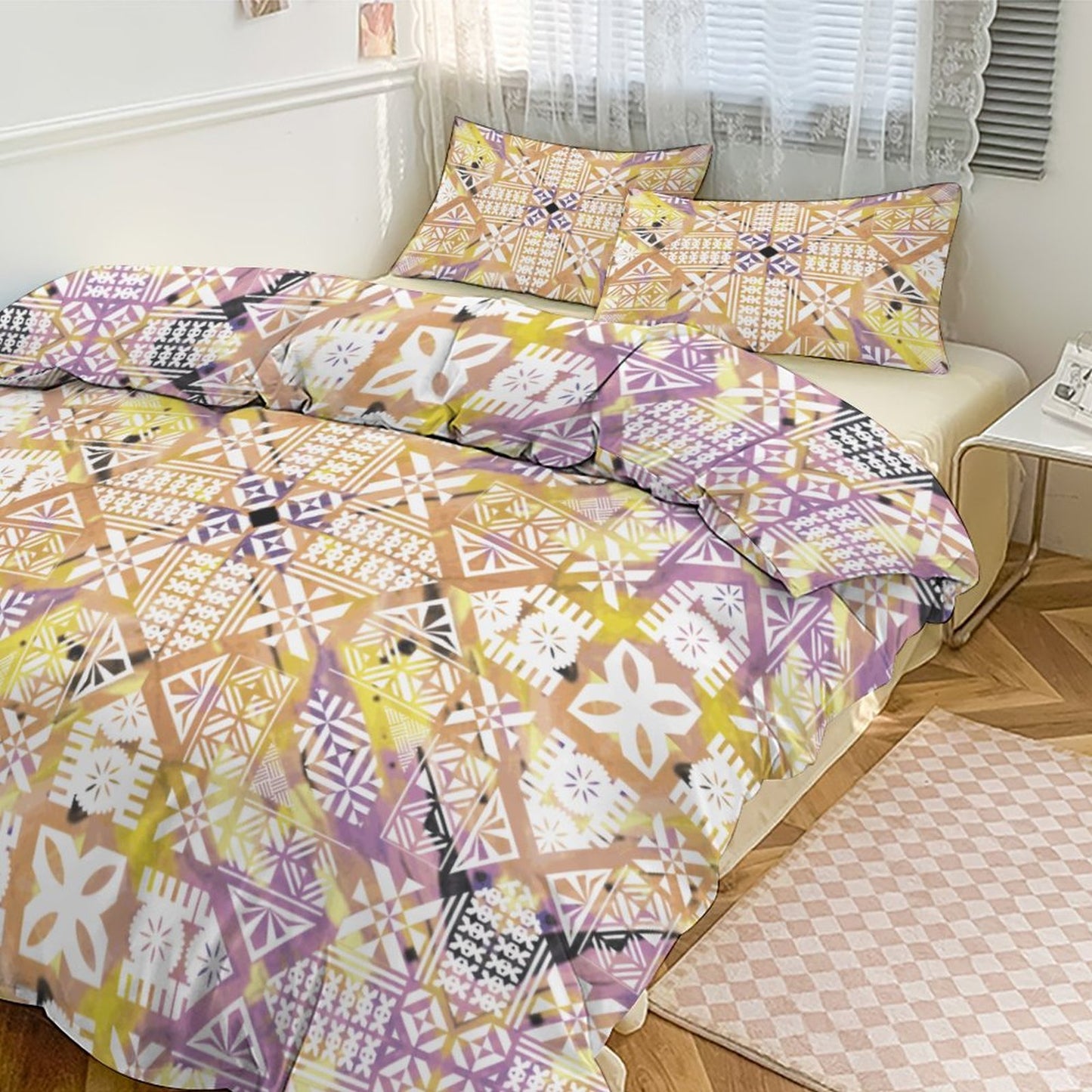 Fiji Masi 3-Piece Bedding Set-90"x90"/ 229x229cm (Dual-sided Printing) 18