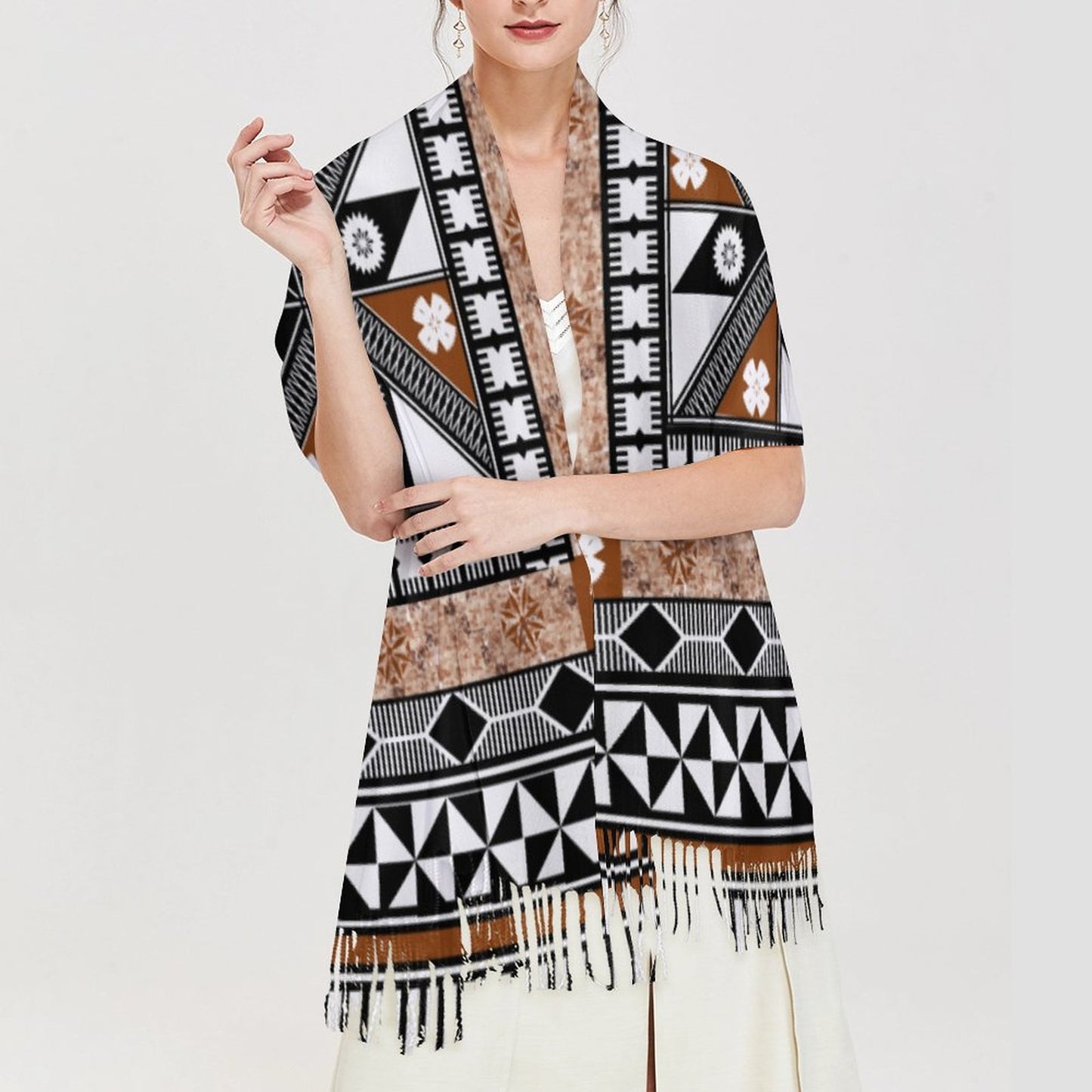 Fiji Masi Cashmere-like Tassel Scarf 3