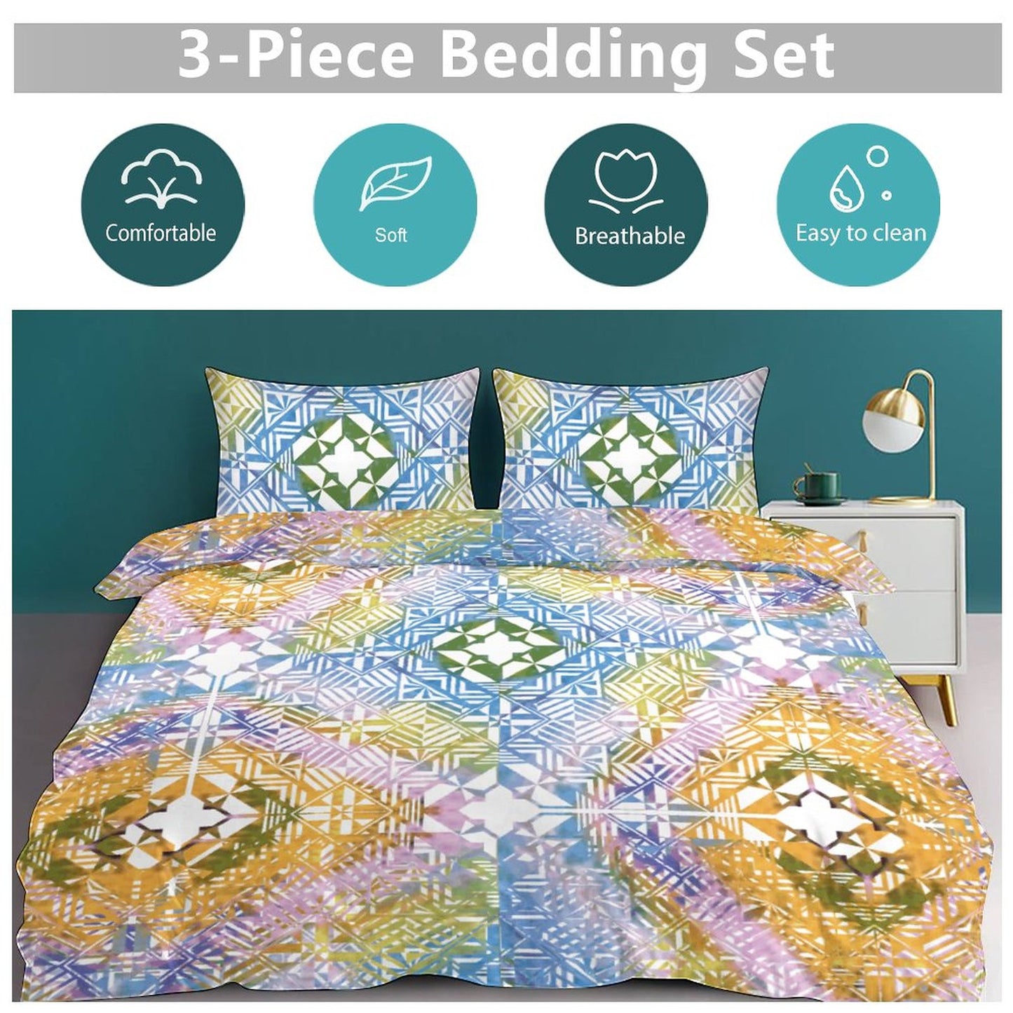 Fiji Masi 3-Piece Bedding Set-90"x90"/ 229x229cm (Dual-sided Printing) 20