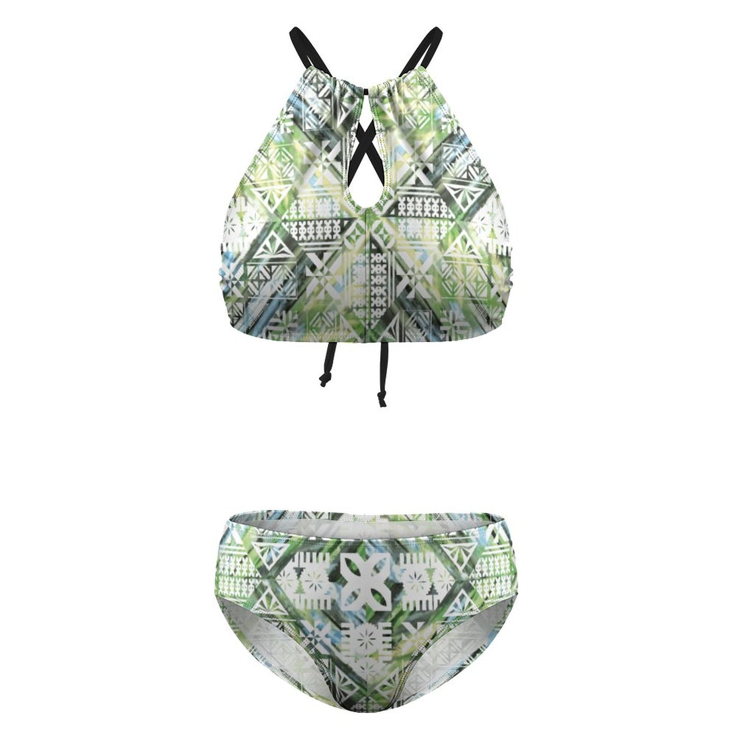 Fiji Masi Women's Two piece Swimsuit with High Neck Halter Top 3