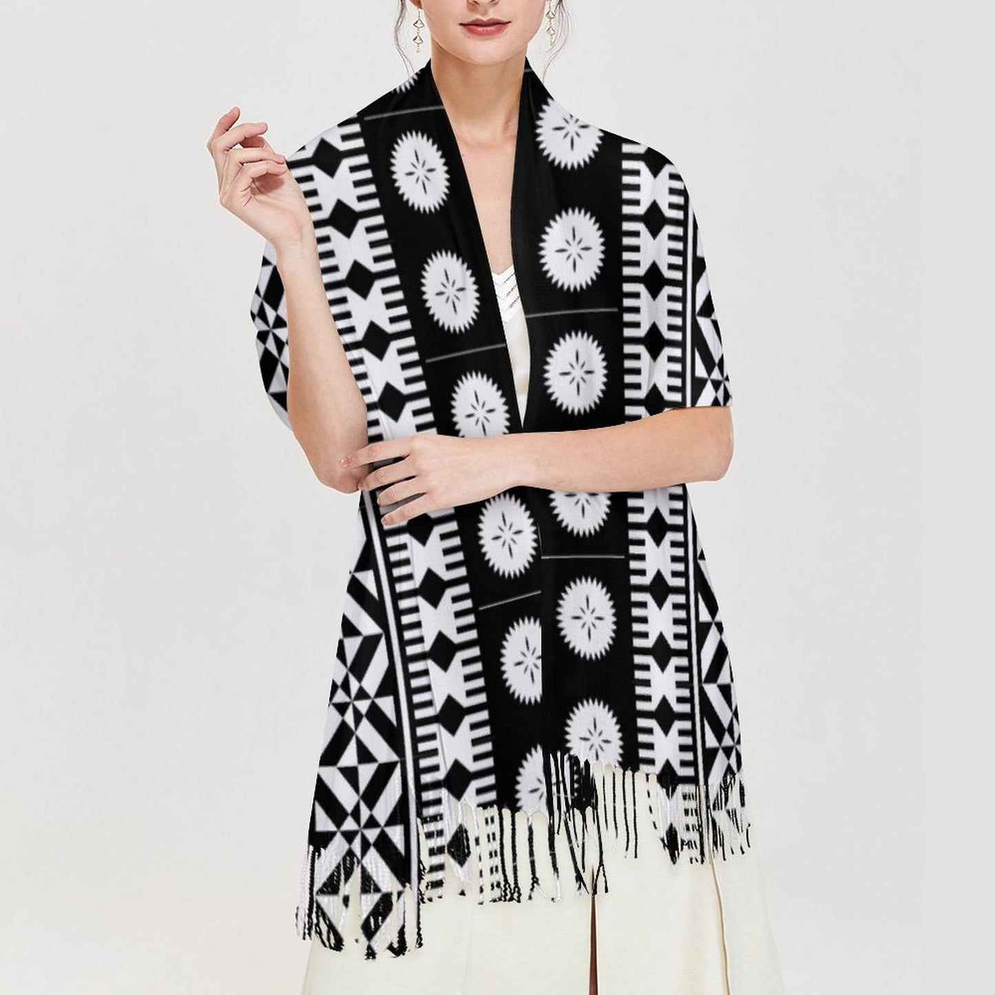 Fiji Masi Cashmere-like Tassel Scarf 1