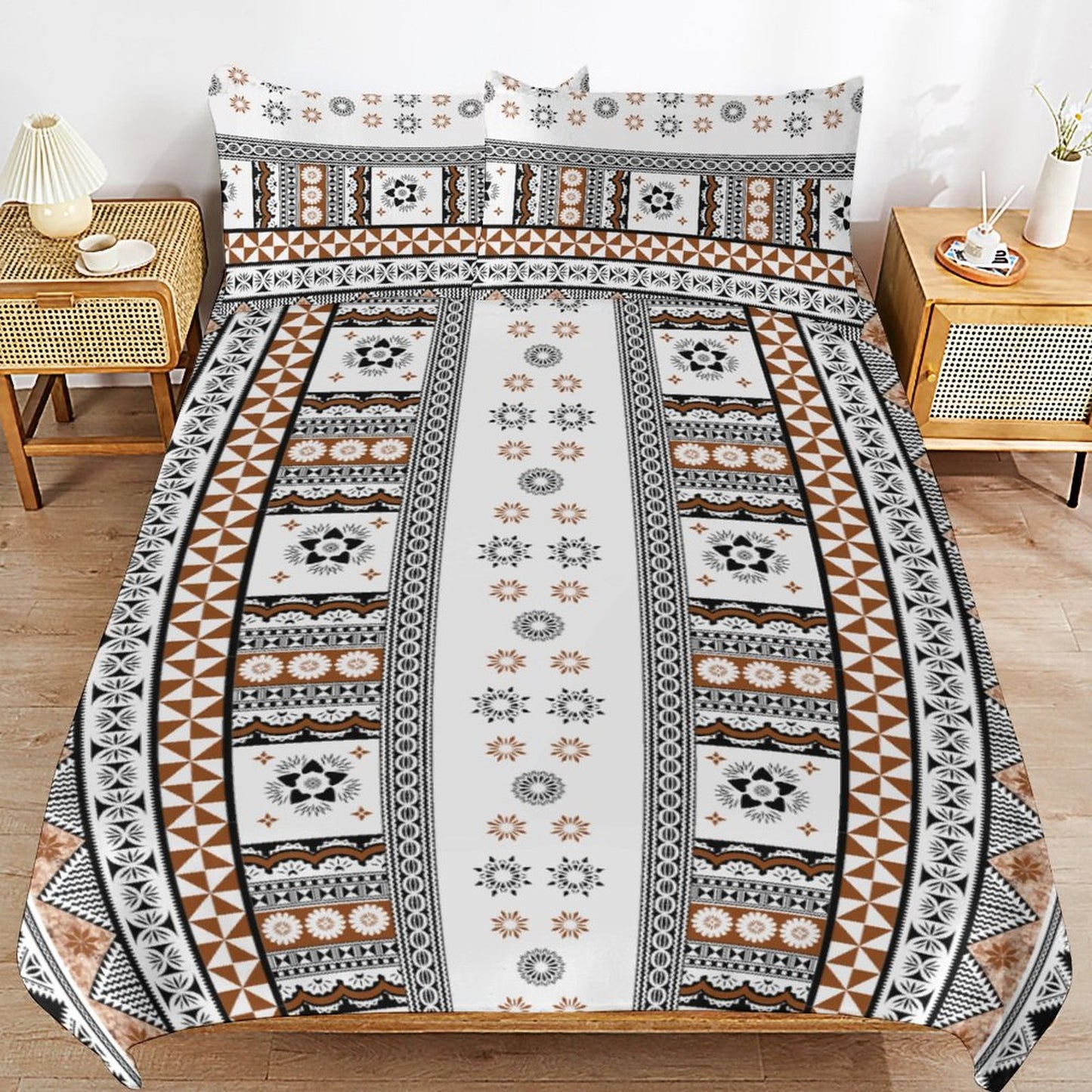 Fiji Masi 3-Piece Bedding Set-90"x90"/ 229x229cm (Dual-sided Printing) 26
