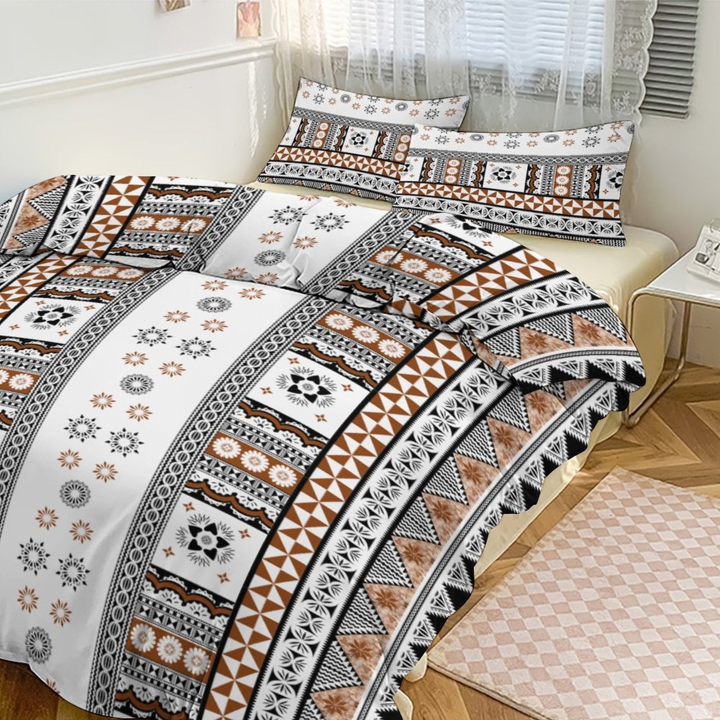 Fiji Masi 3-Piece Bedding Set-90"x90"/ 229x229cm (Dual-sided Printing) 26