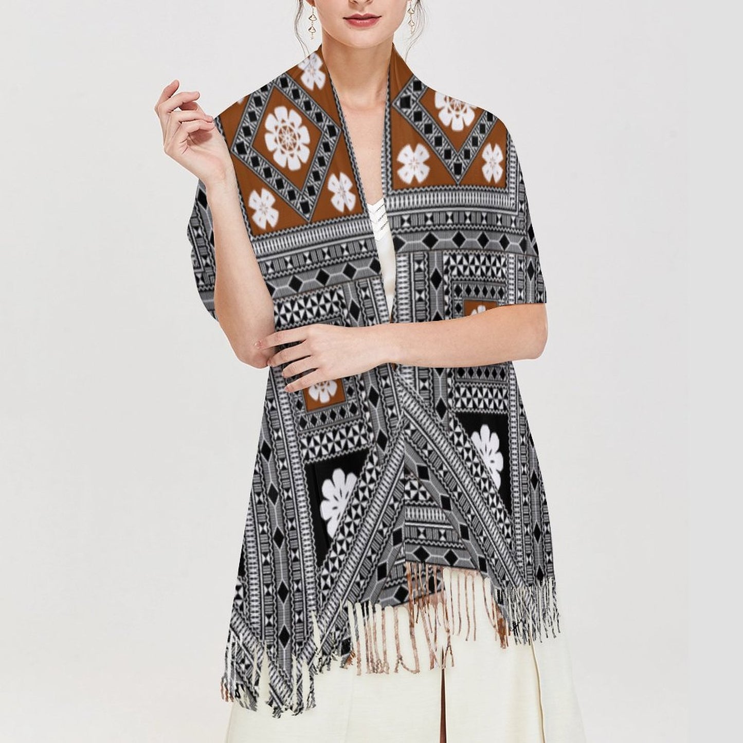 Fiji Masi Cashmere-like Tassel Scarf 4