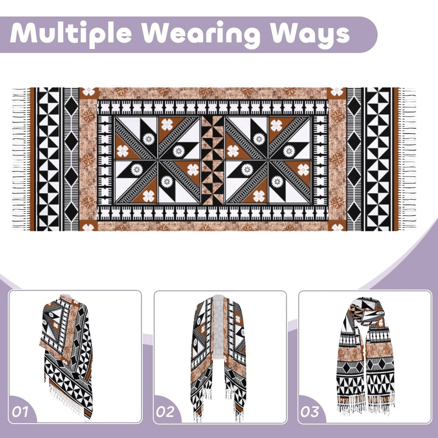 Fiji Masi Cashmere-like Tassel Scarf 3
