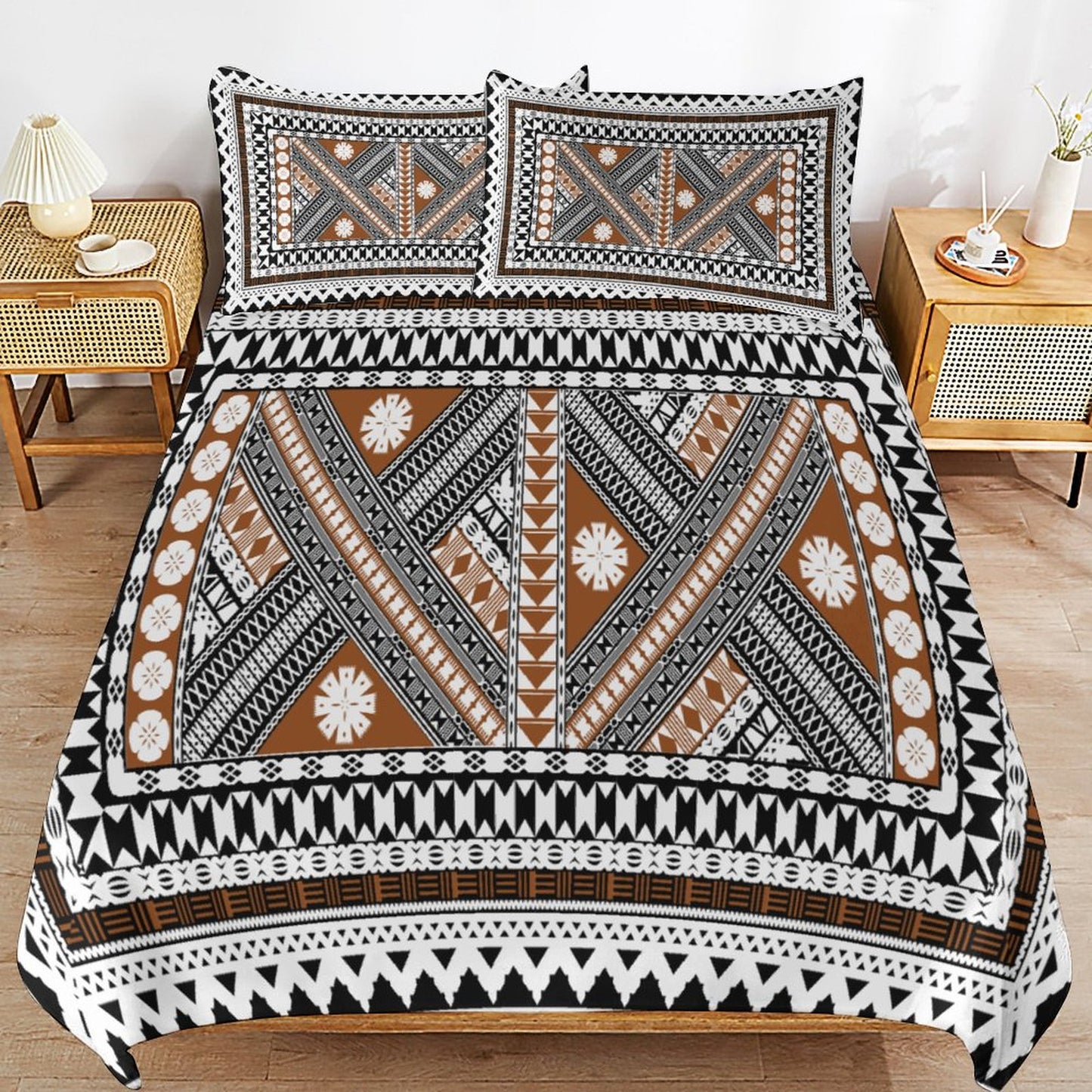 Fiji Masi 3-Piece Bedding Set-90"x90"/ 229x229cm (Dual-sided Printing) 3