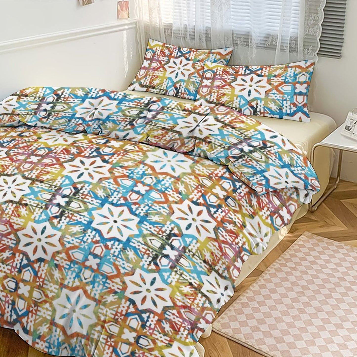 Fiji Masi 3-Piece Bedding Set-90"x90"/ 229x229cm (Dual-sided Printing) 22