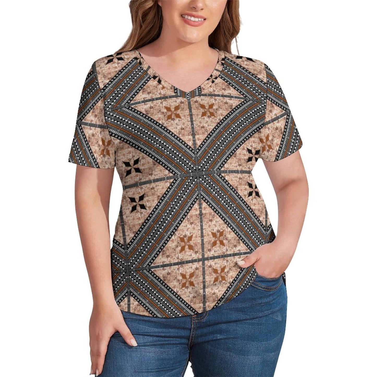Fiji Masi Ice Silk V Neck Short-Sleeve Shirt 4