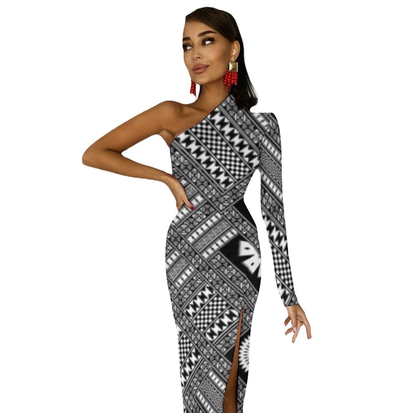 Fiji Masi One Shoulder Split Dress 2