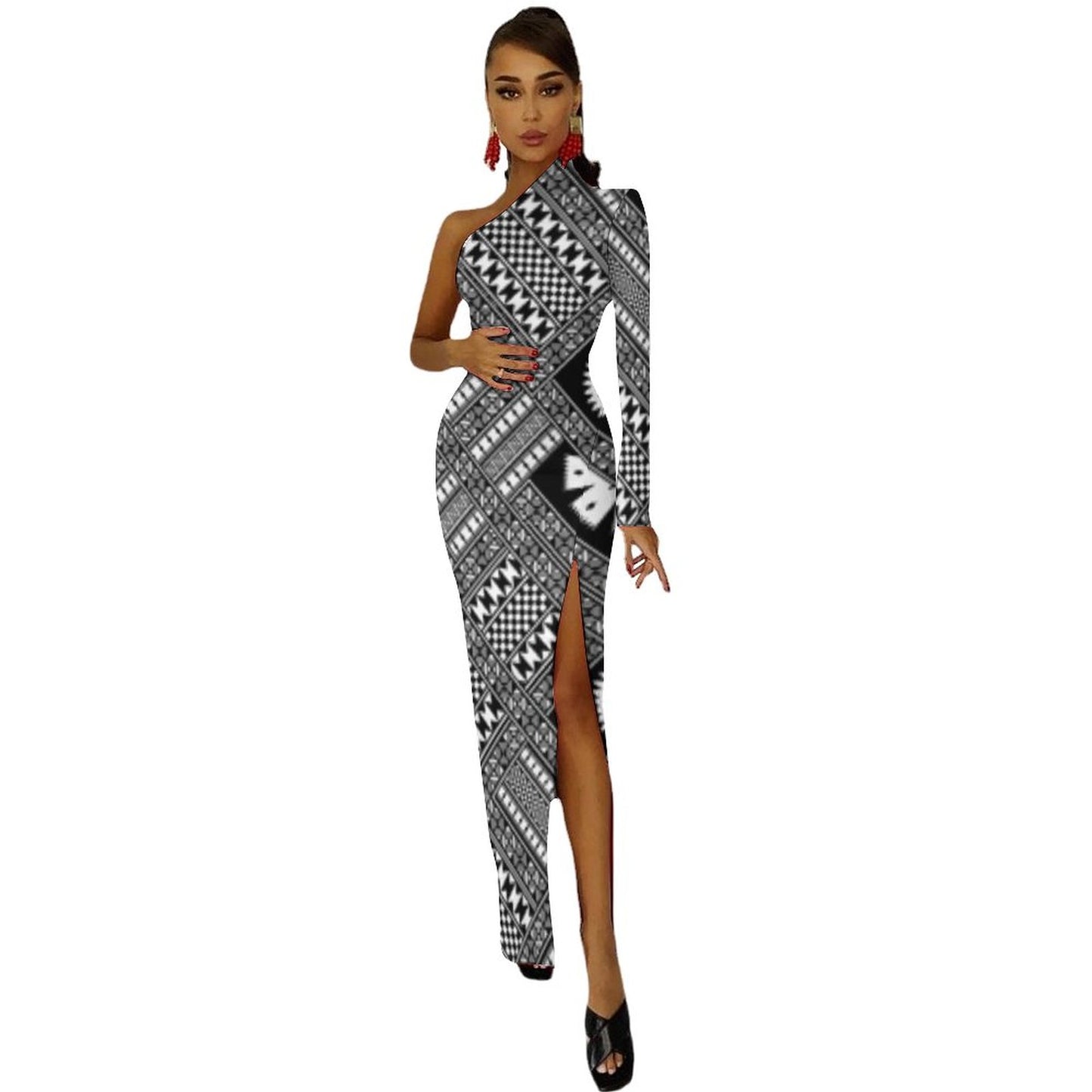 Fiji Masi One Shoulder Split Dress 2