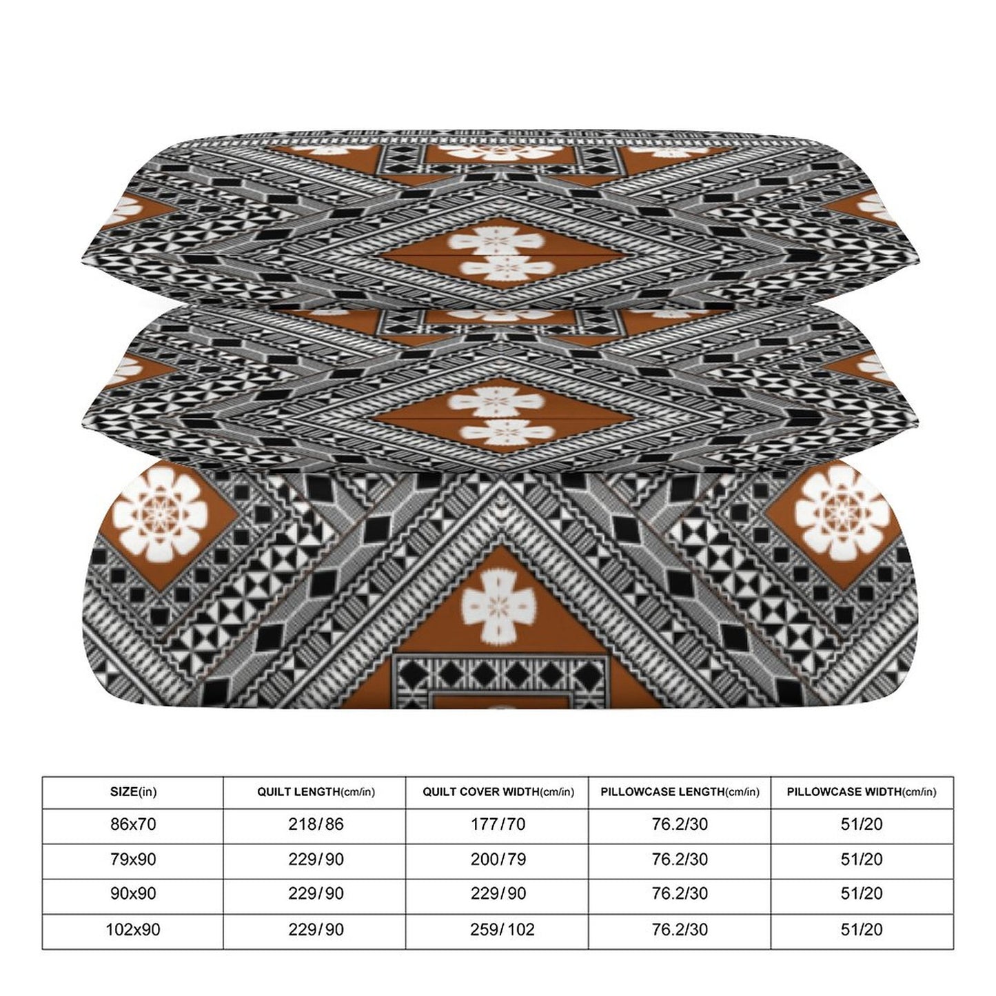 Fiji Masi 3-Piece Bedding Set-90"x90"/ 229x229cm (Dual-sided Printing) 25