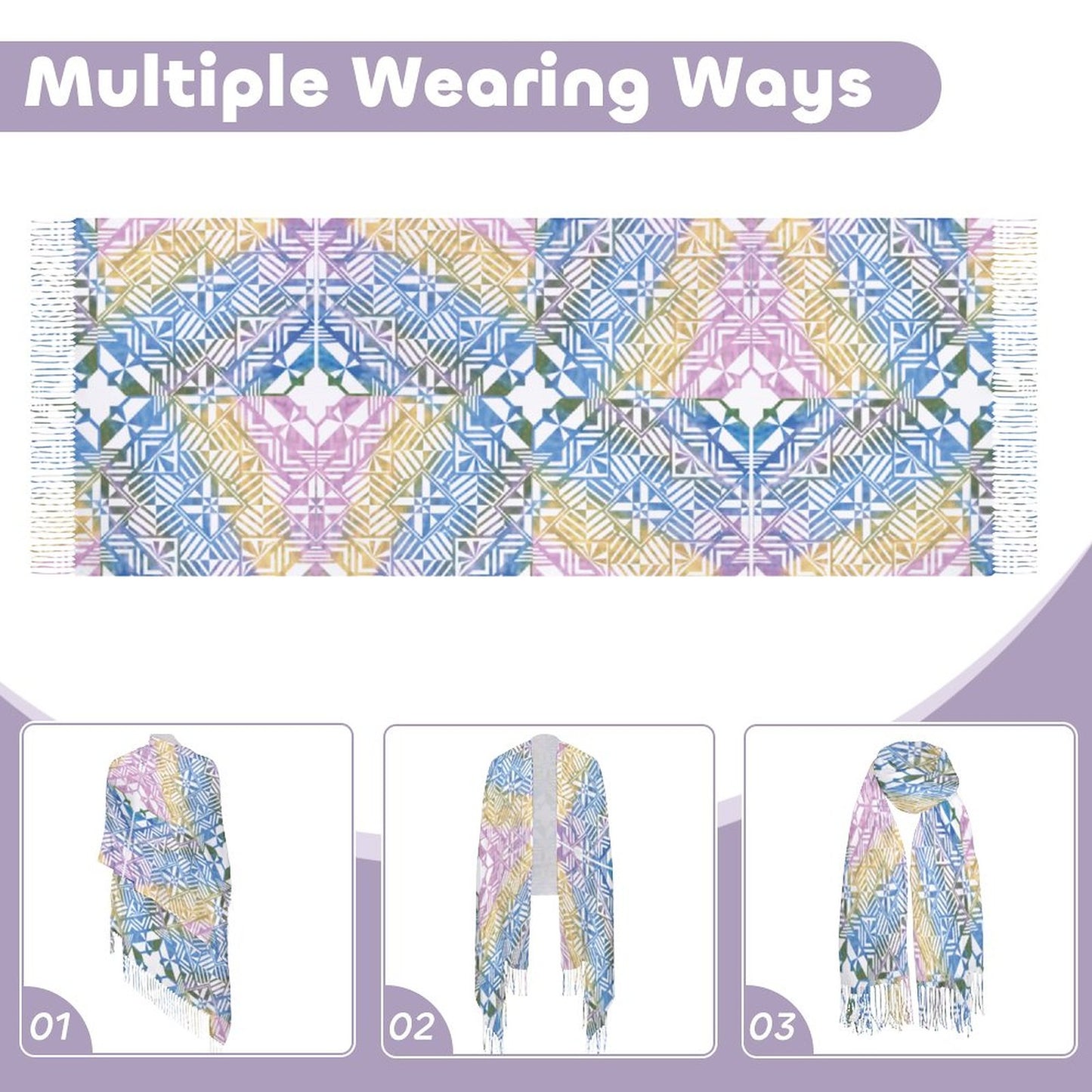 Fiji Masi Cashmere-like Tassel Scarf 2