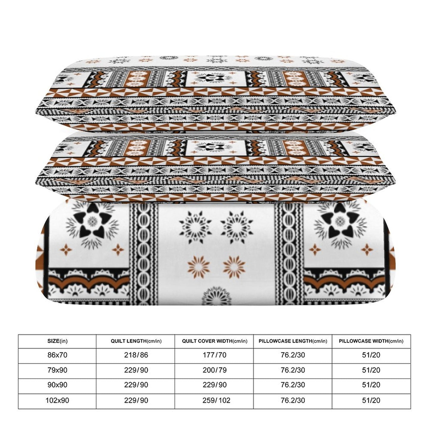 Fiji Masi 3-Piece Bedding Set-90"x90"/ 229x229cm (Dual-sided Printing) 26