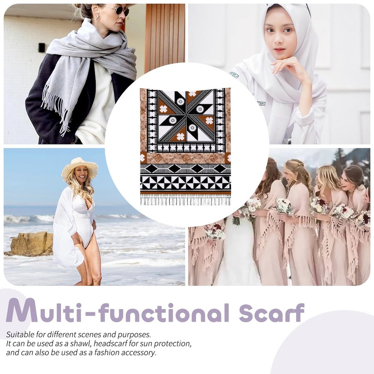 Fiji Masi Cashmere-like Tassel Scarf 3