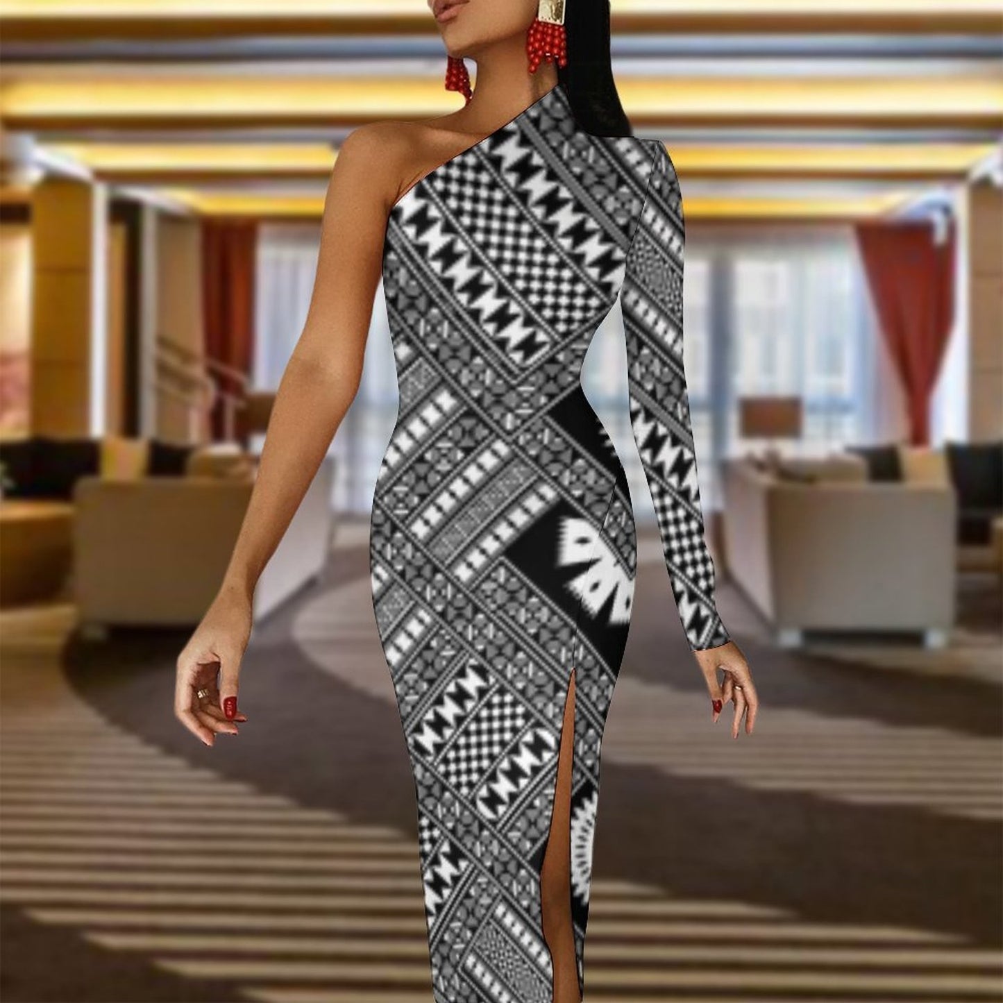 Fiji Masi One Shoulder Split Dress 2