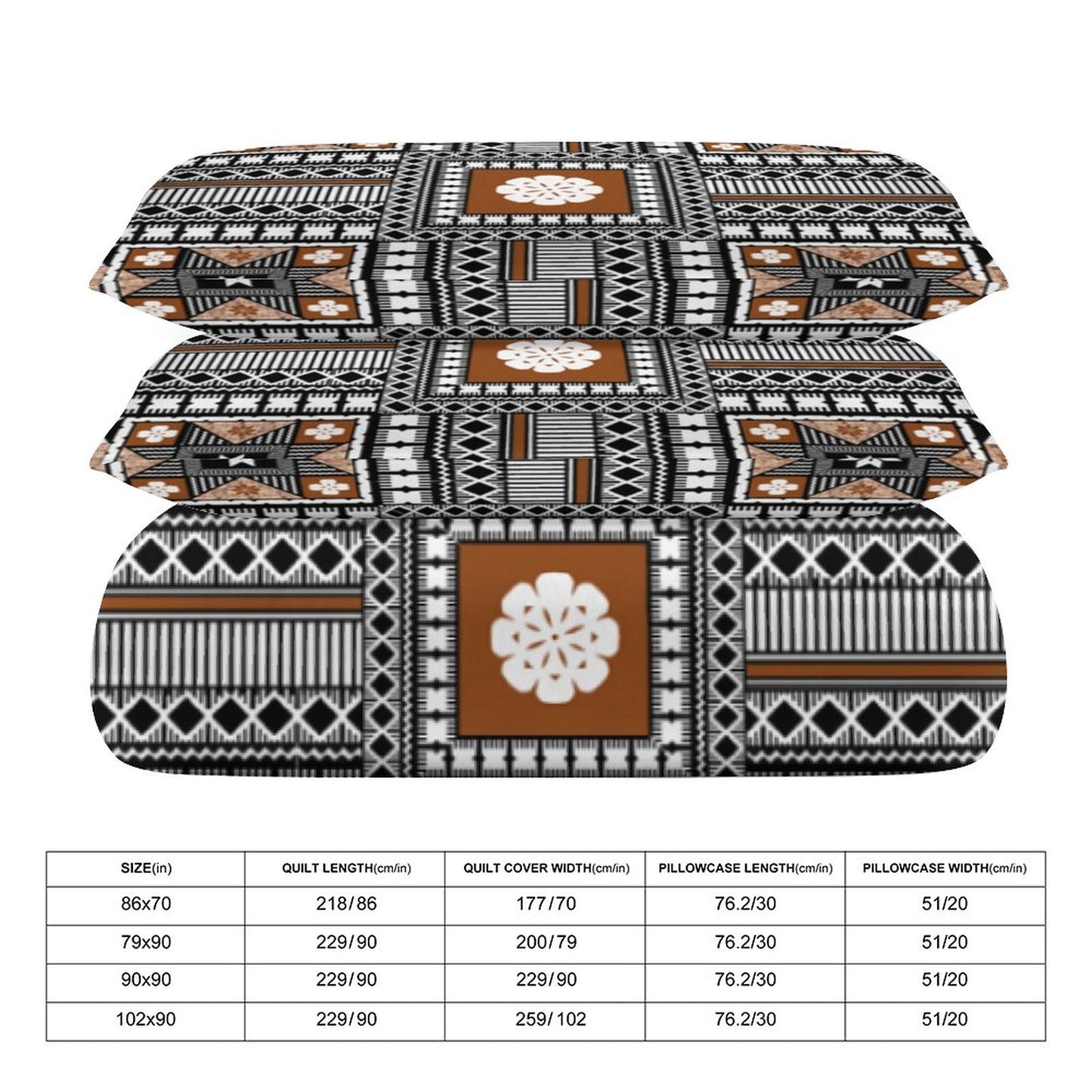 Fiji Masi 3-Piece Bedding Set-90"x90"/ 229x229cm (Dual-sided Printing) 19