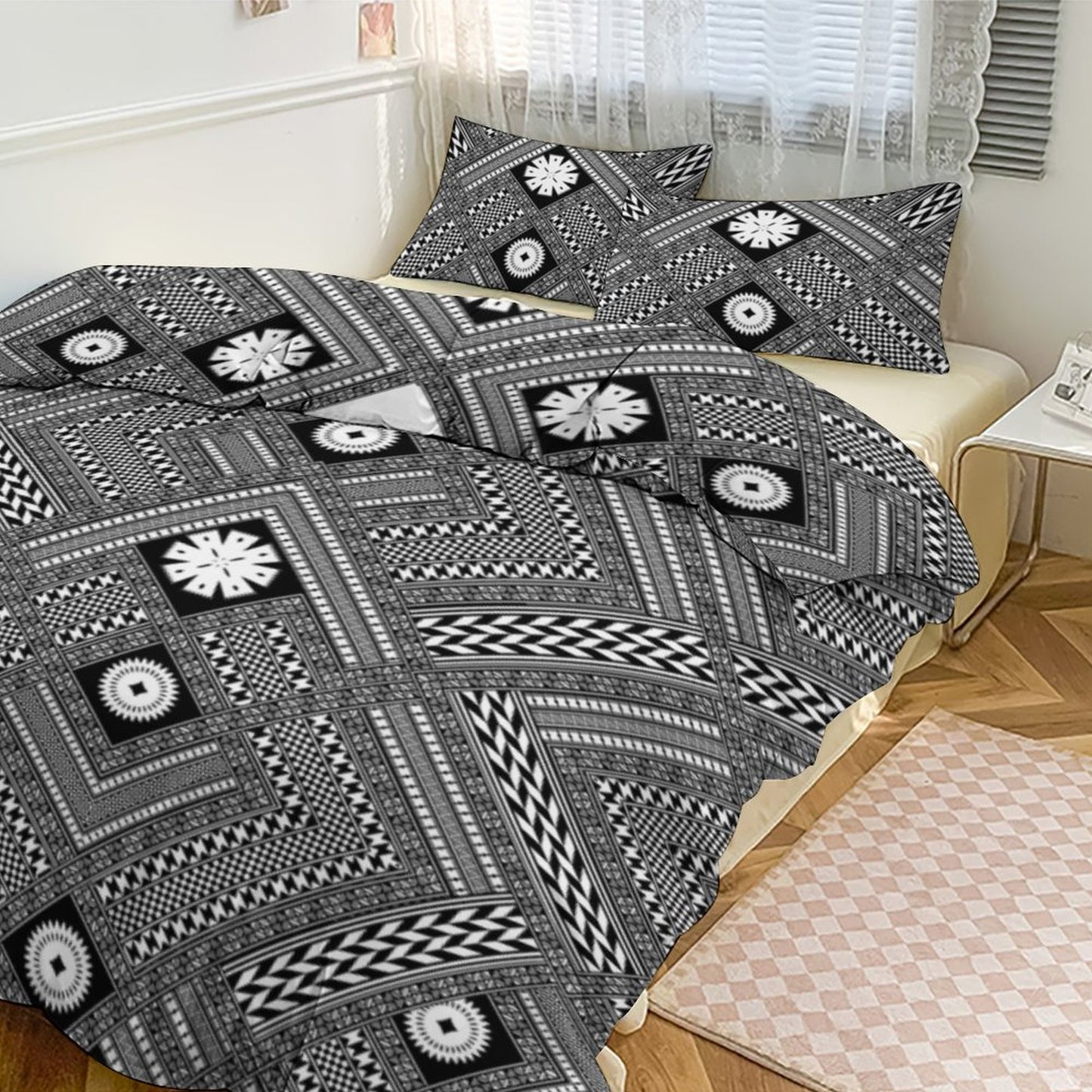 Fiji Masi 3-Piece Bedding Set-90"x90"/ 229x229cm (Dual-sided Printing) 24