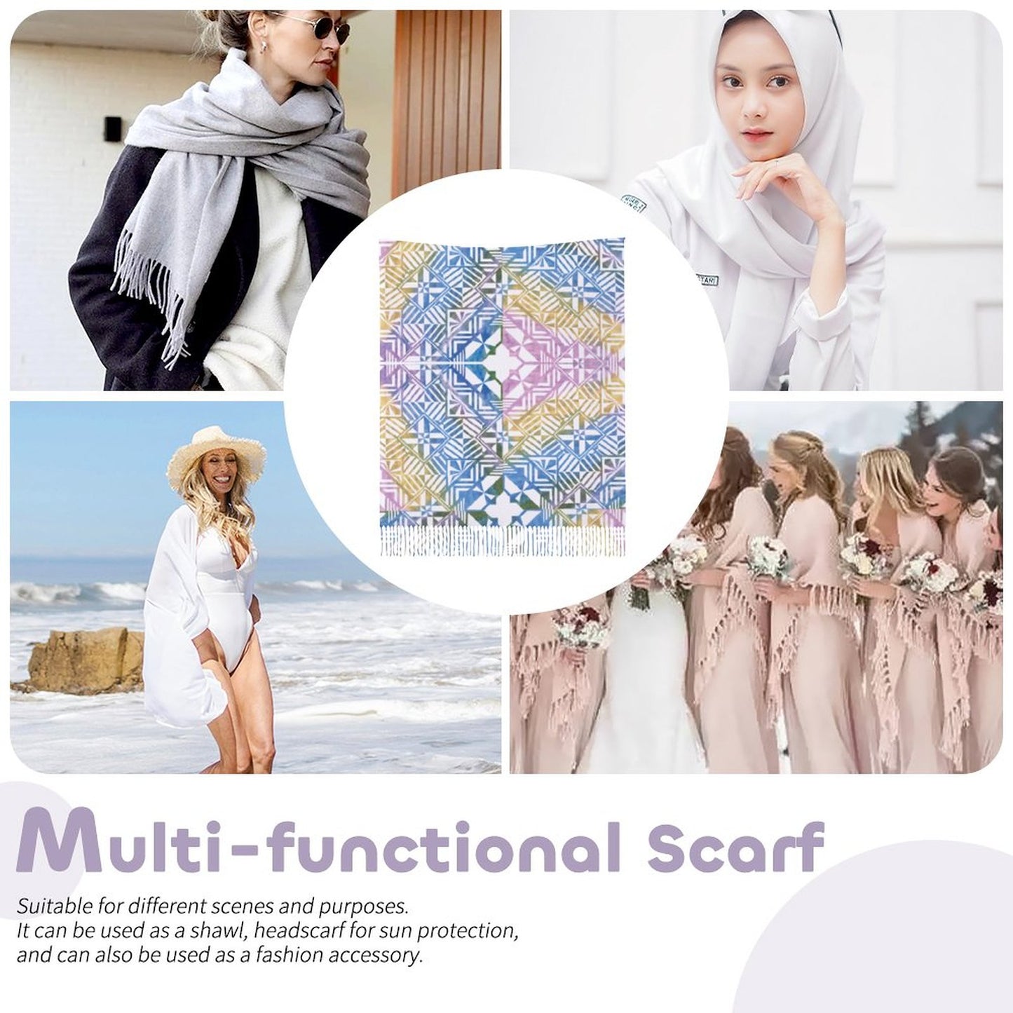 Fiji Masi Cashmere-like Tassel Scarf 2