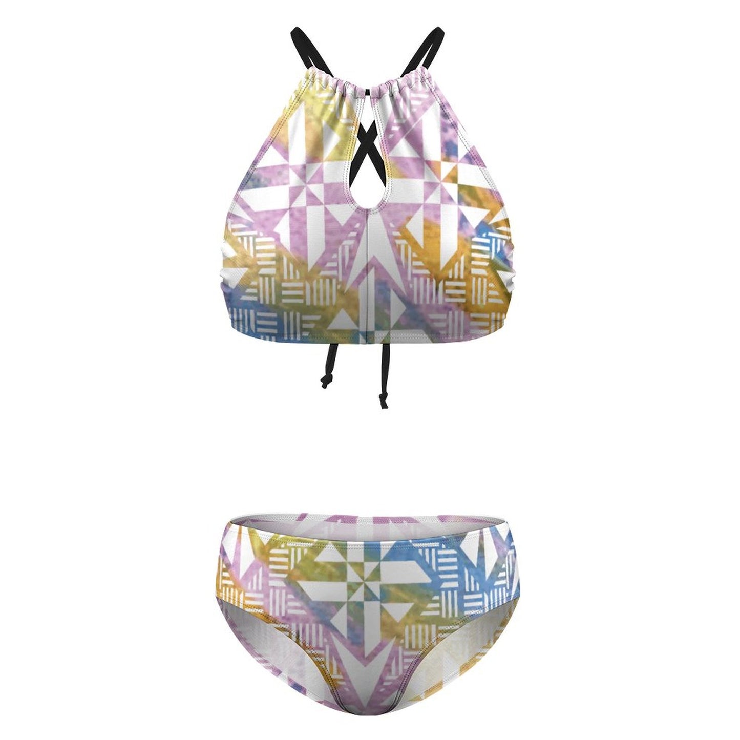 Fiji Masi Women's Two piece Swimsuit with High Neck Halter Top 2
