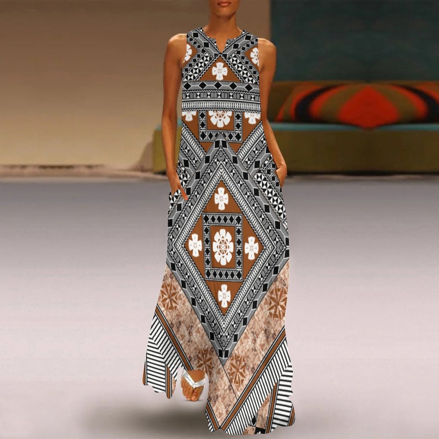 Fiji Masi Sleeveless Ankle-length Dress 4