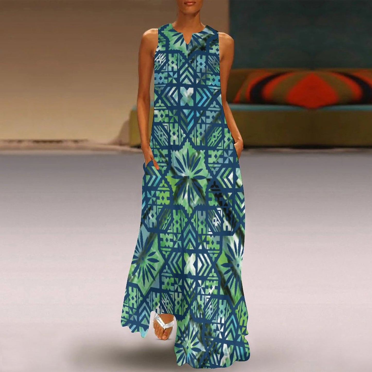 Fiji Masi Sleeveless Ankle-length Dress 1