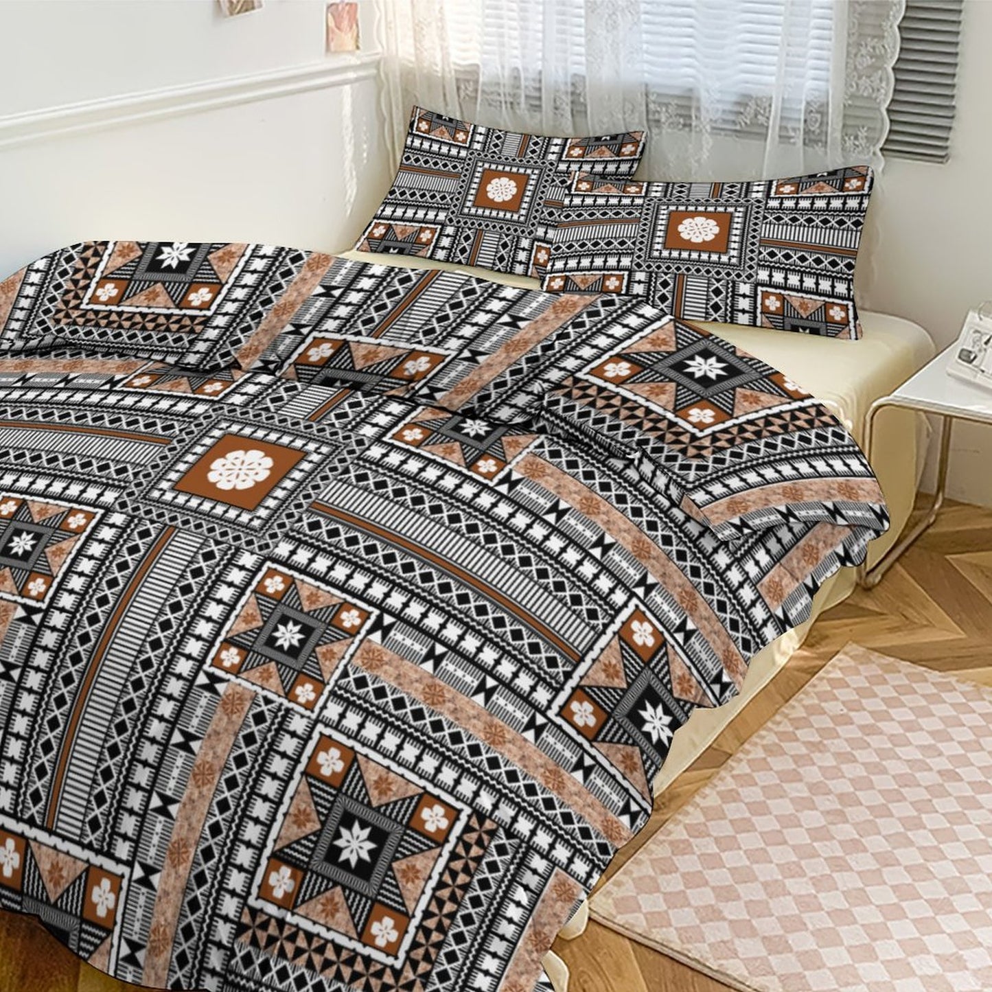 Fiji Masi 3-Piece Bedding Set-90"x90"/ 229x229cm (Dual-sided Printing) 19
