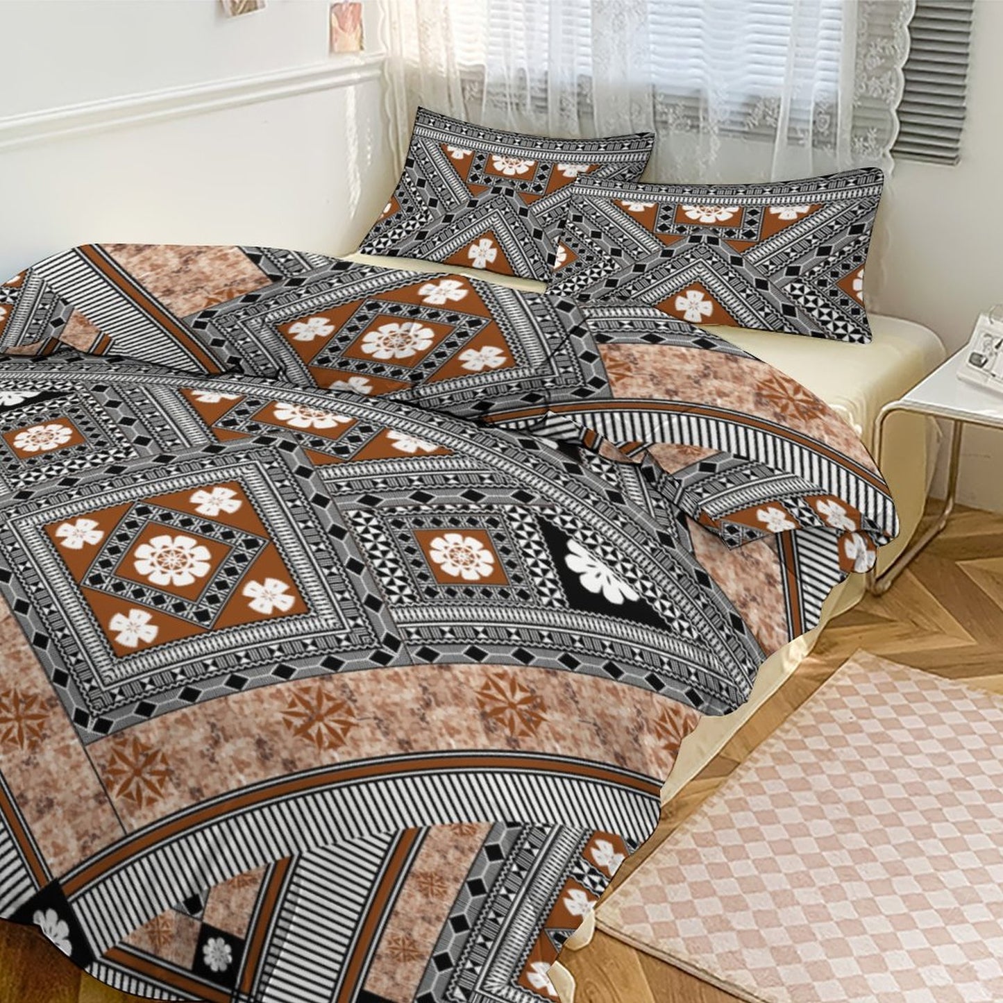 Fiji Masi 3-Piece Bedding Set-90"x90"/ 229x229cm (Dual-sided Printing) 25
