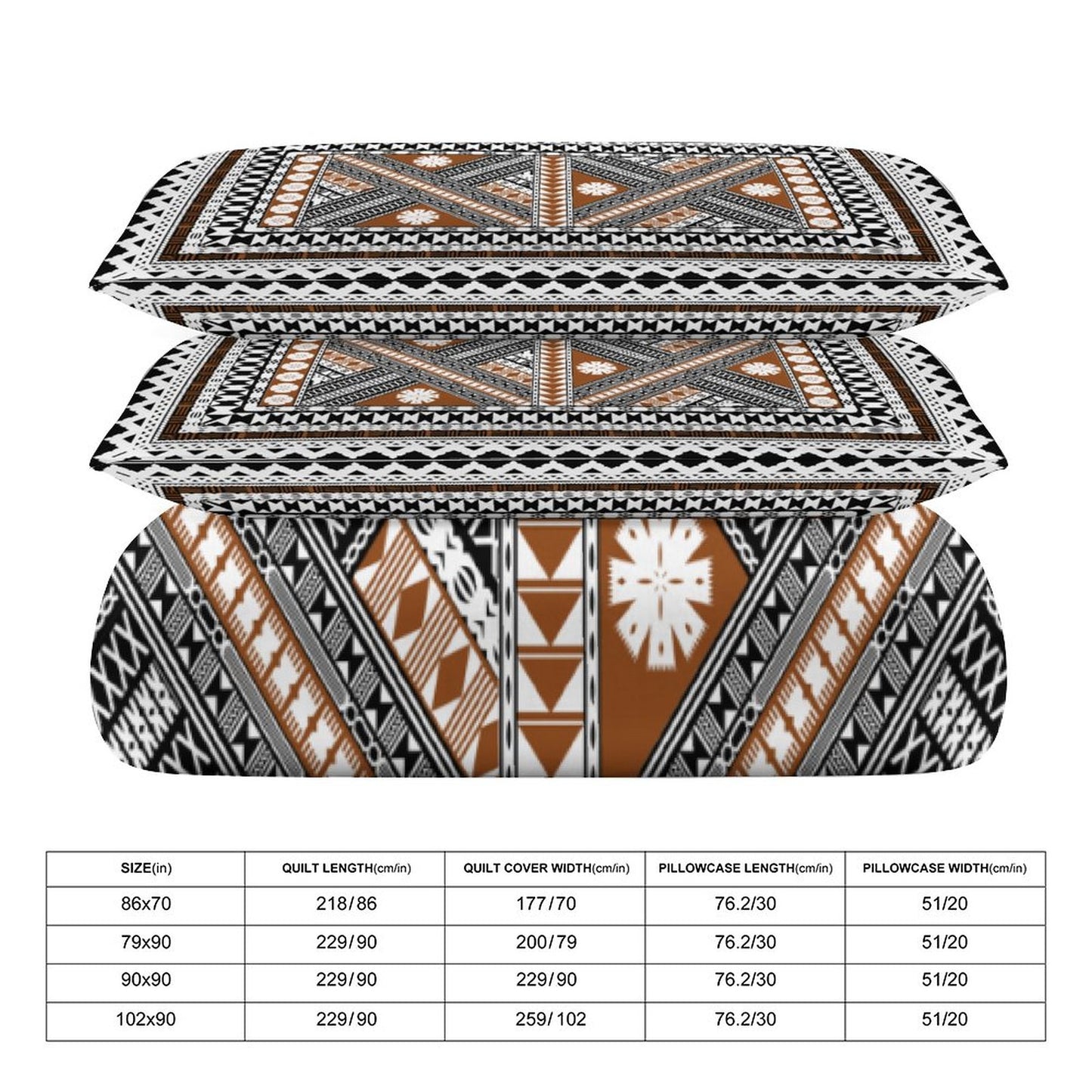 Fiji Masi 3-Piece Bedding Set-90"x90"/ 229x229cm (Dual-sided Printing) 3