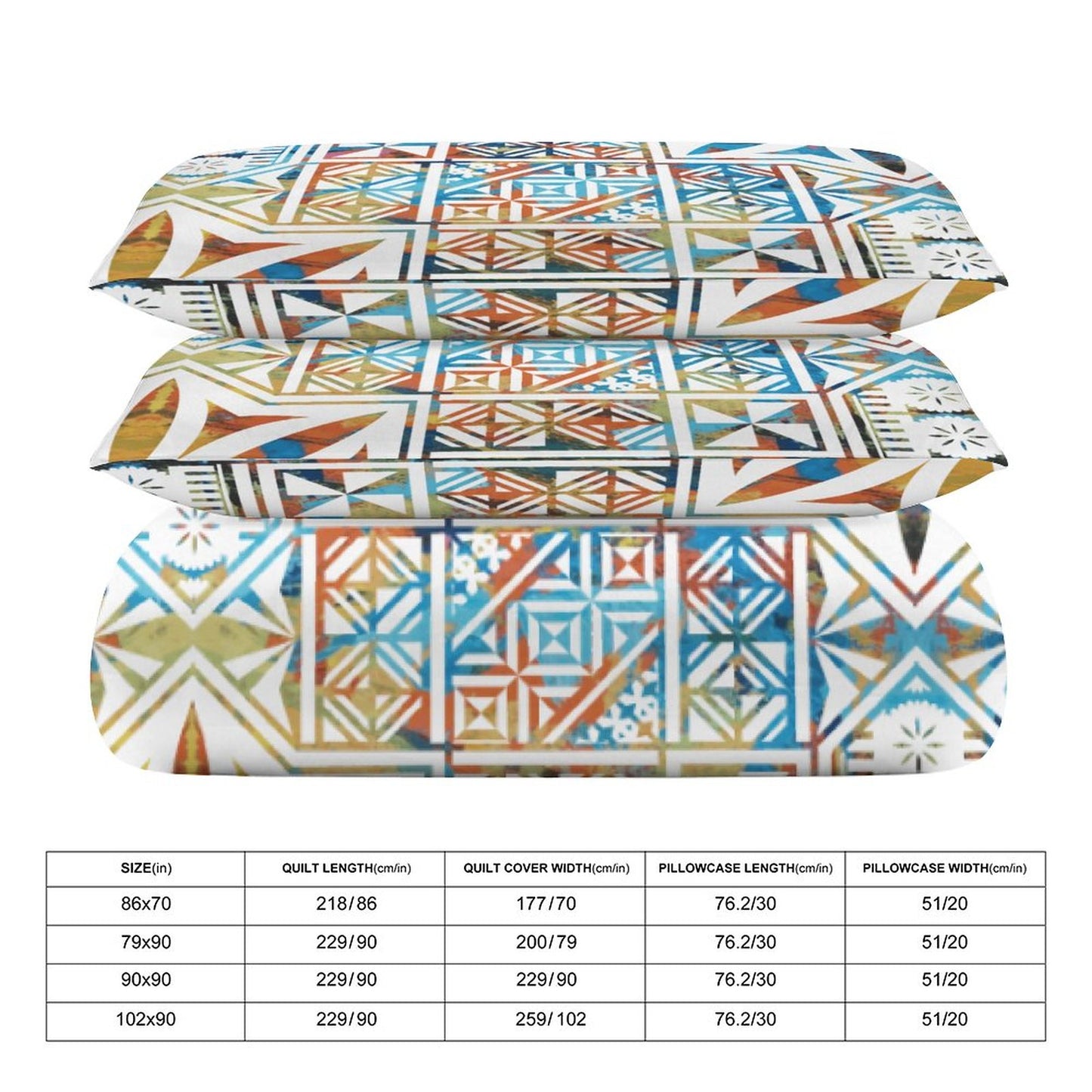 Fiji Masi 3-Piece Bedding Set-90"x90"/ 229x229cm (Dual-sided Printing) 15