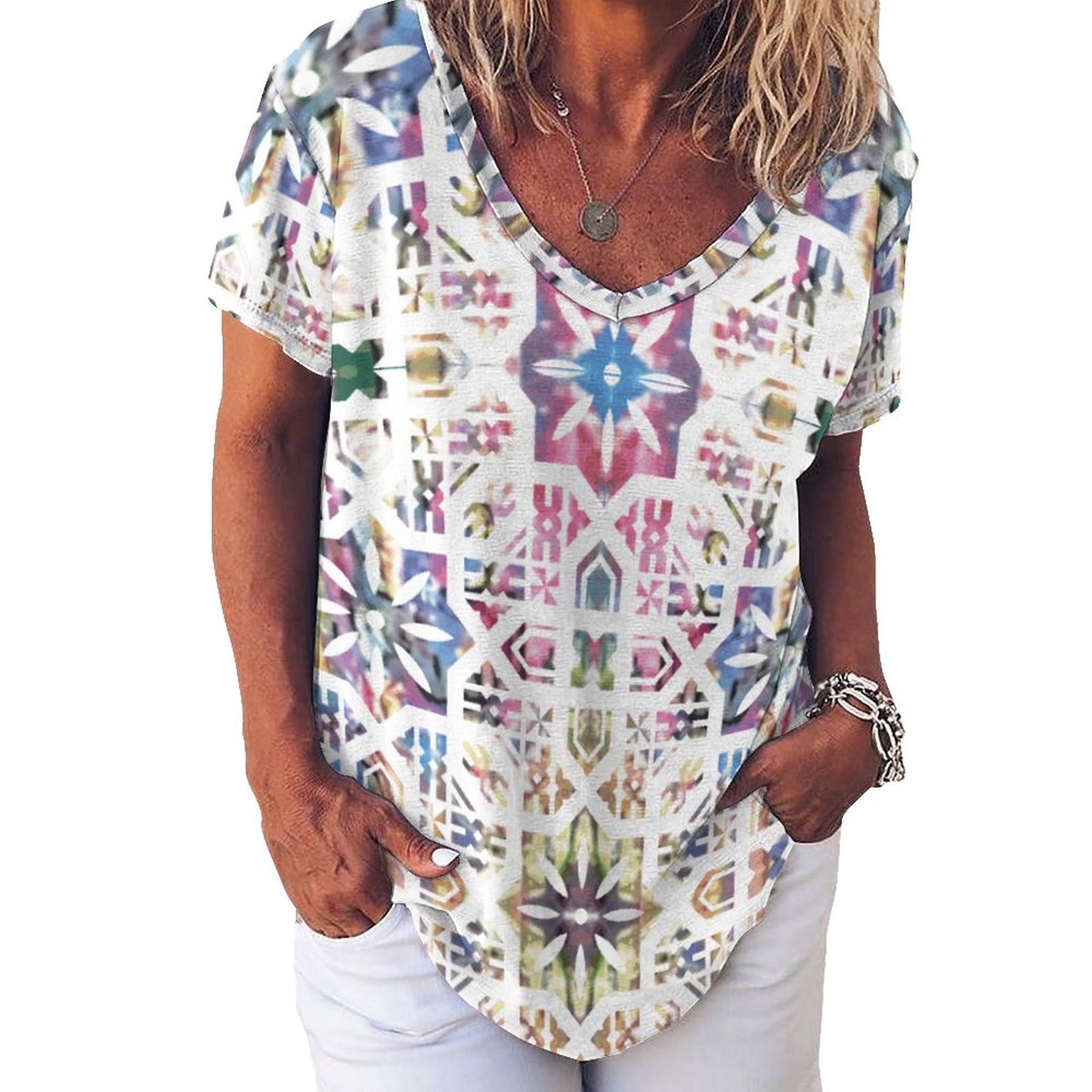 Fiji Masi Ice Silk V Neck Short-Sleeve Shirt 3