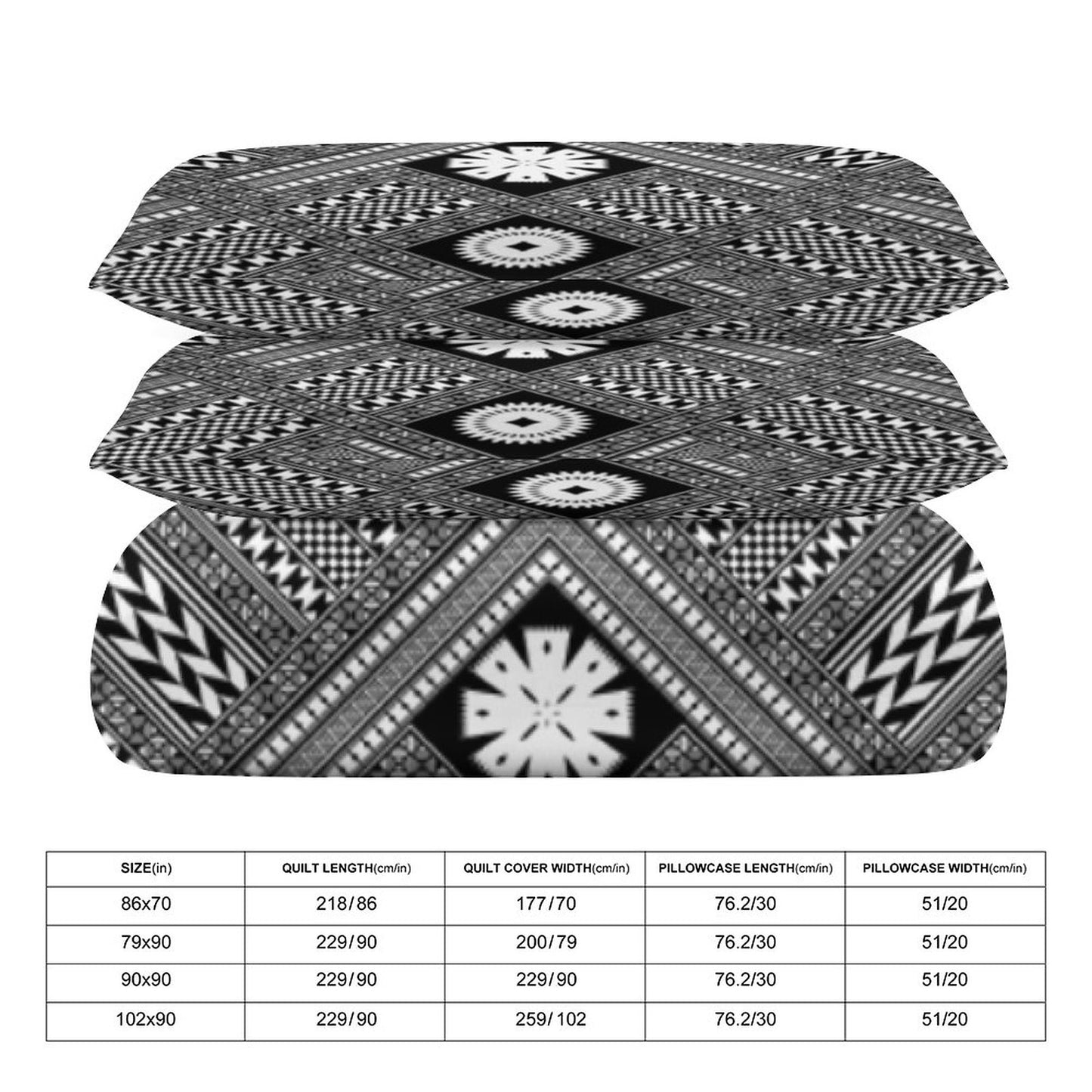Fiji Masi 3-Piece Bedding Set-90"x90"/ 229x229cm (Dual-sided Printing) 24