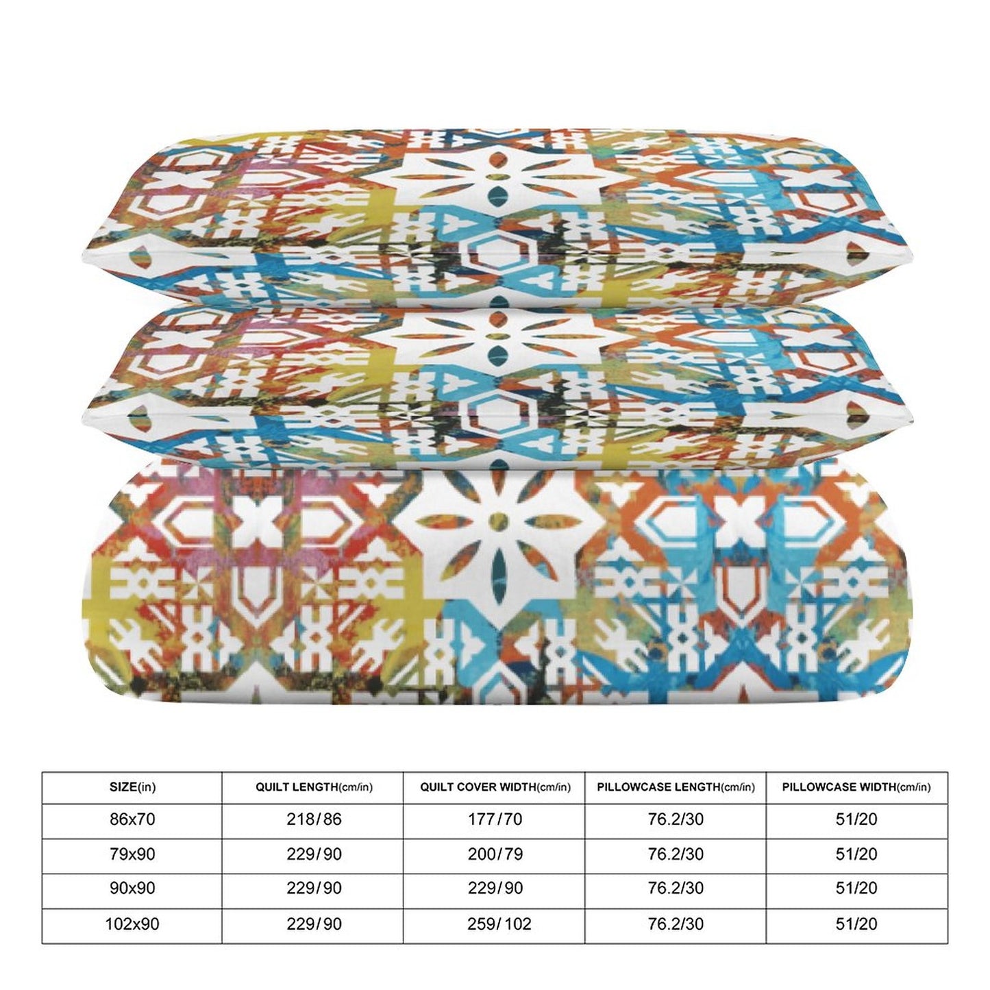 Fiji Masi 3-Piece Bedding Set-90"x90"/ 229x229cm (Dual-sided Printing) 22