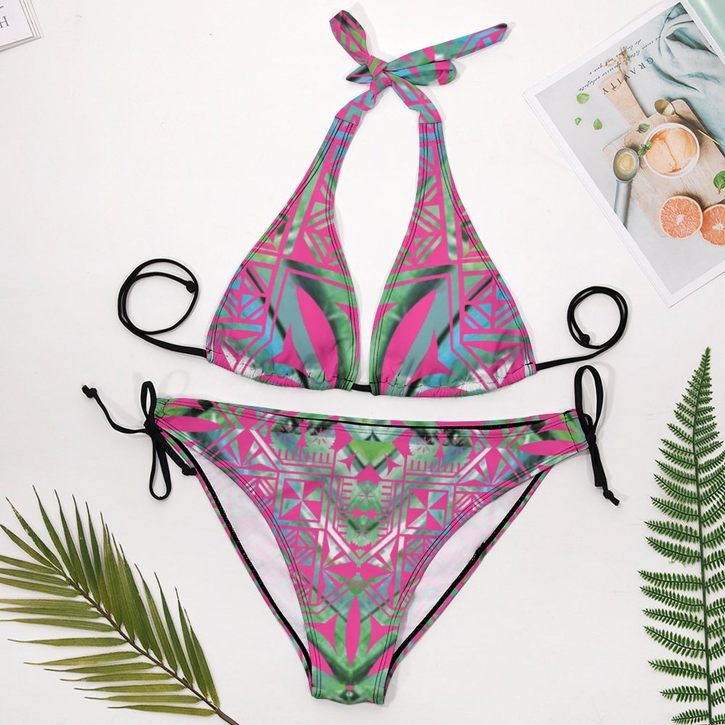 Fiji Masi Plus Size Women‘s Halter Bikini Set 1