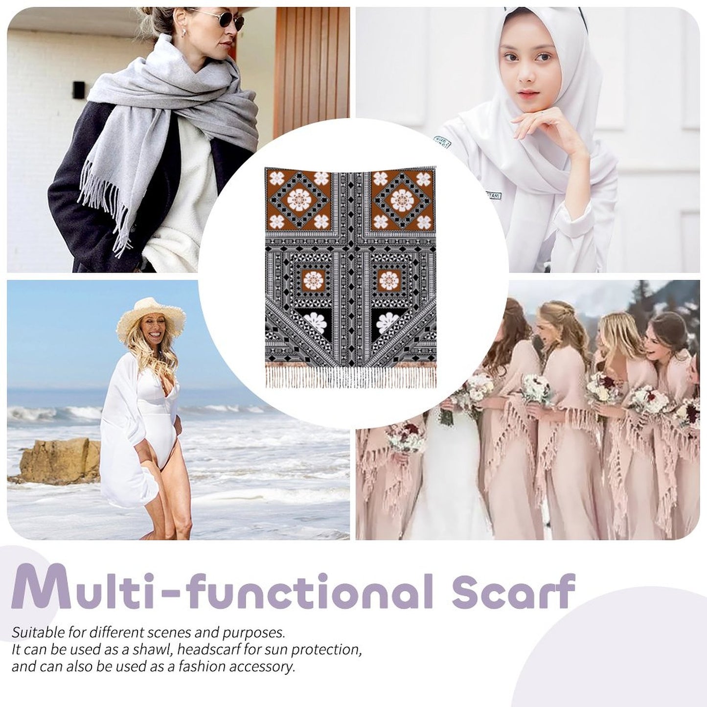 Fiji Masi Cashmere-like Tassel Scarf 4