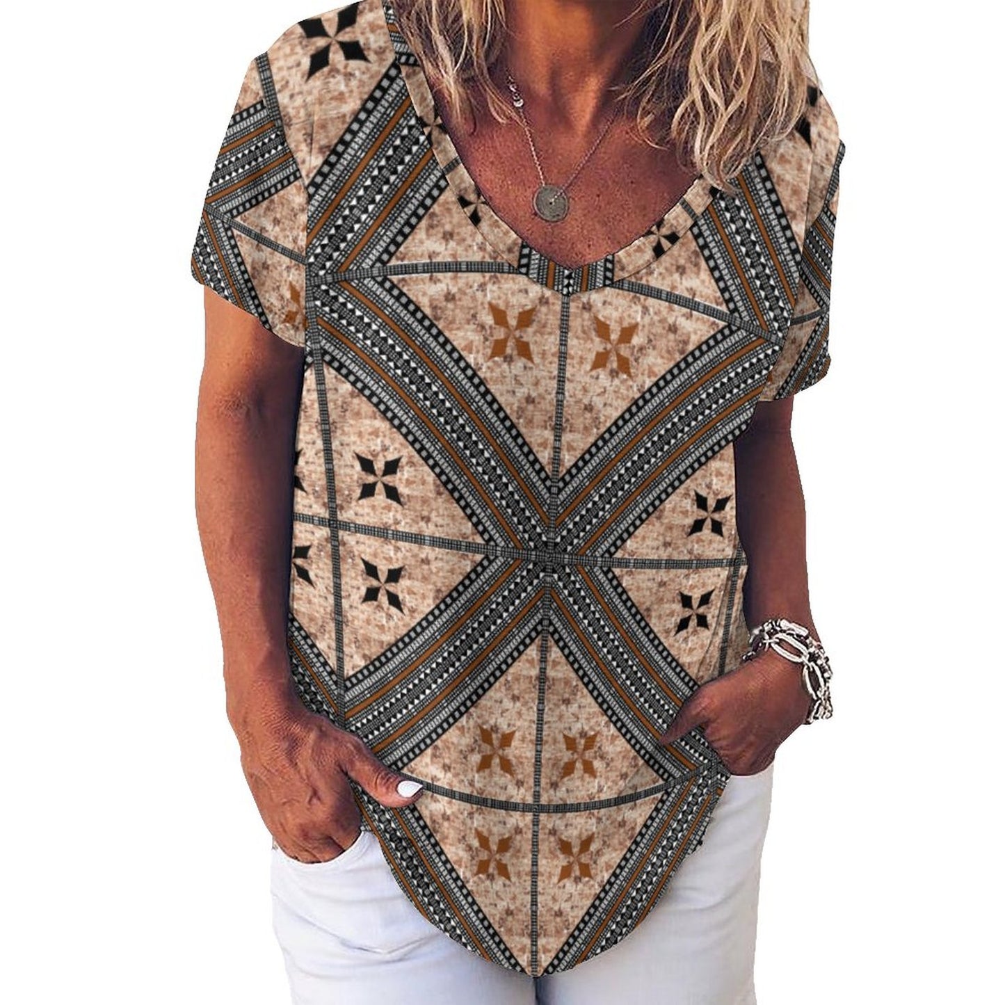 Fiji Masi Ice Silk V Neck Short-Sleeve Shirt 4