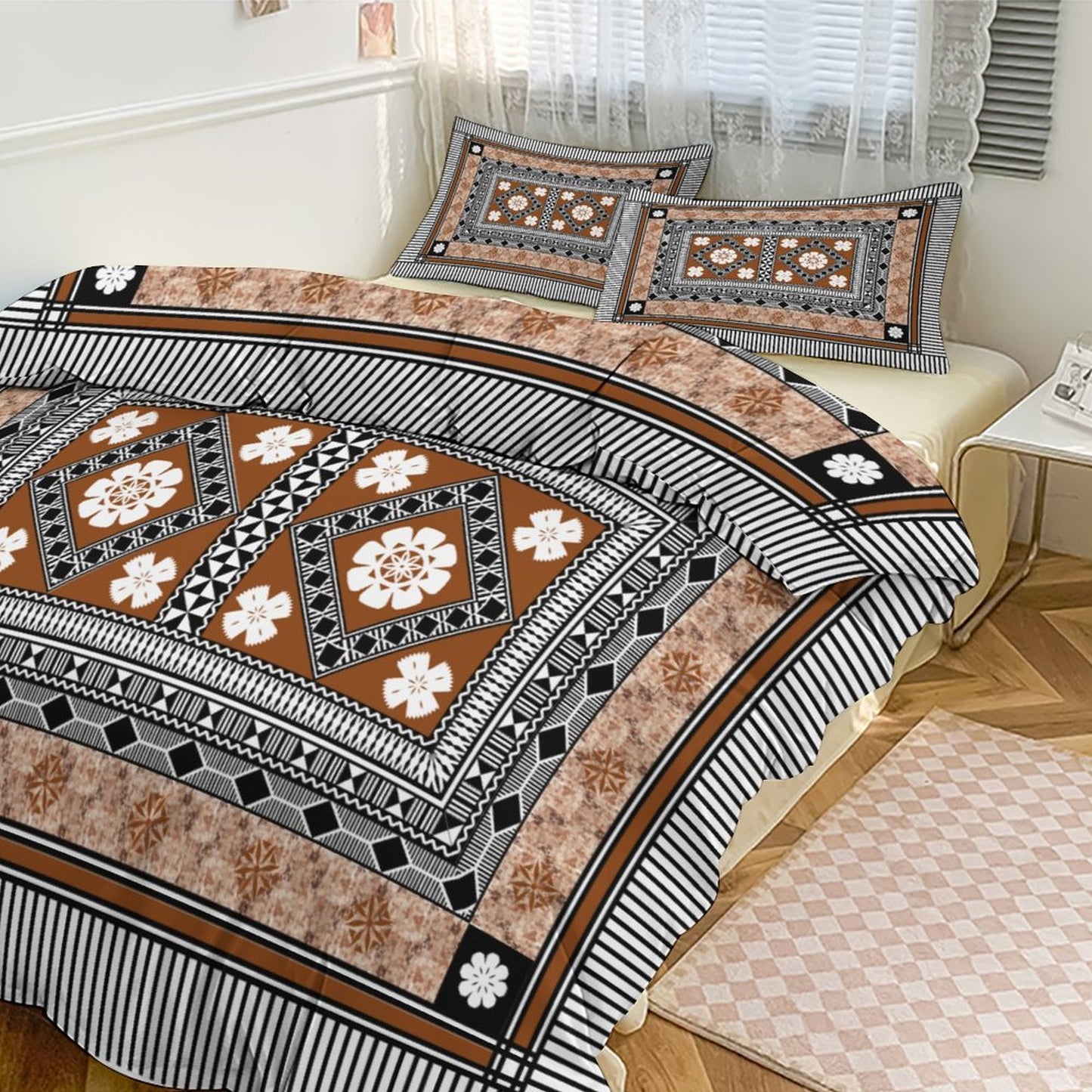 Fiji Masi 3-Piece Bedding Set-90"x90"/ 229x229cm (Dual-sided Printing) 8