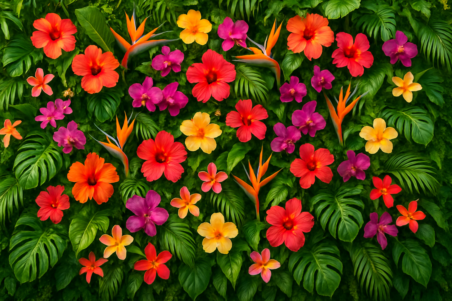 tropical floral wall garden