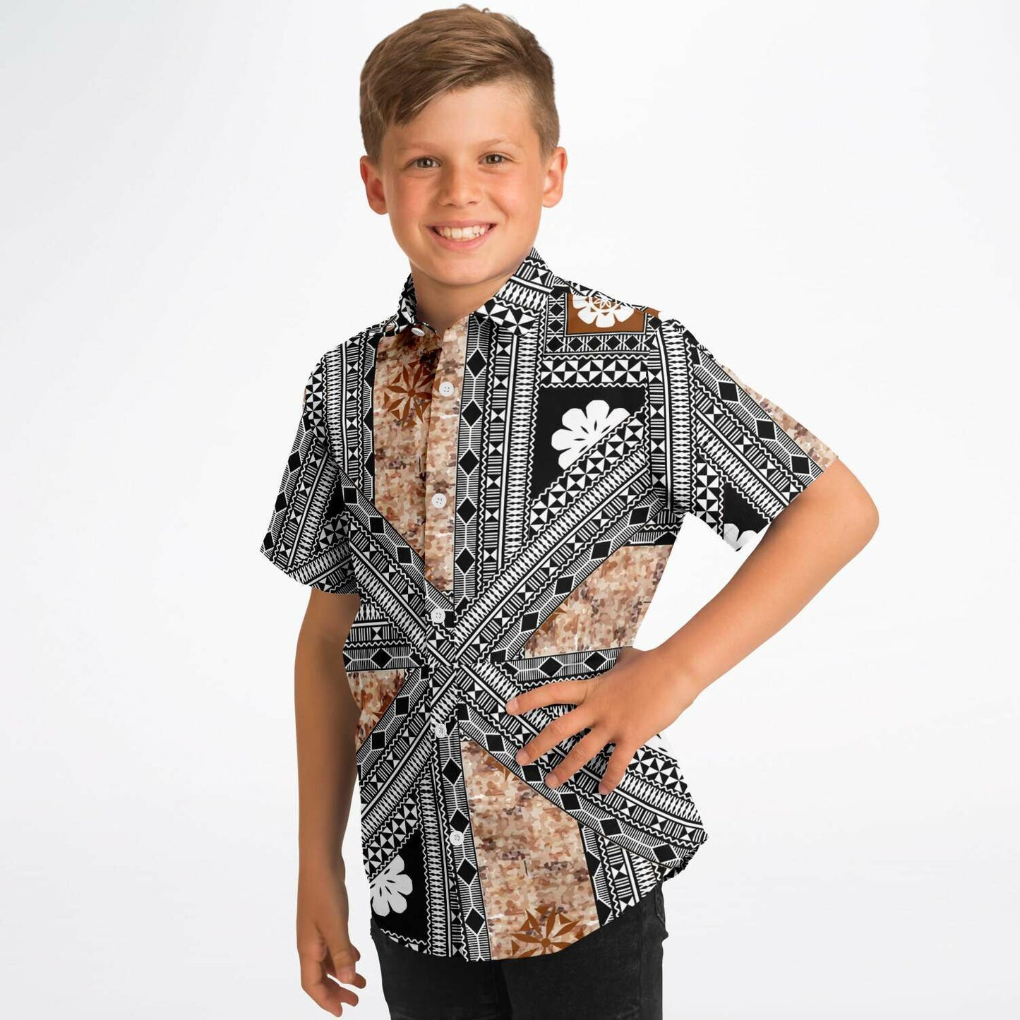 Fiji Masi Kids/Youth Short Sleeve Button Down Shirt -4