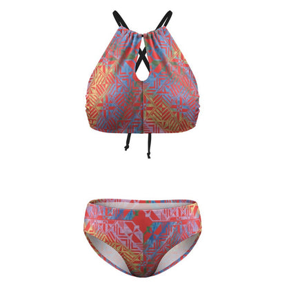 Fiji Masi Women's Two piece Swimsuit with High Neck Halter Top 4